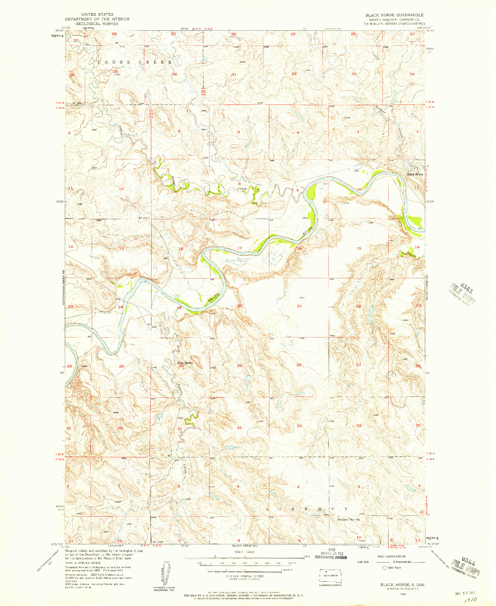 USGS 1:24000-SCALE QUADRANGLE FOR BLACK HORSE, SD 1956