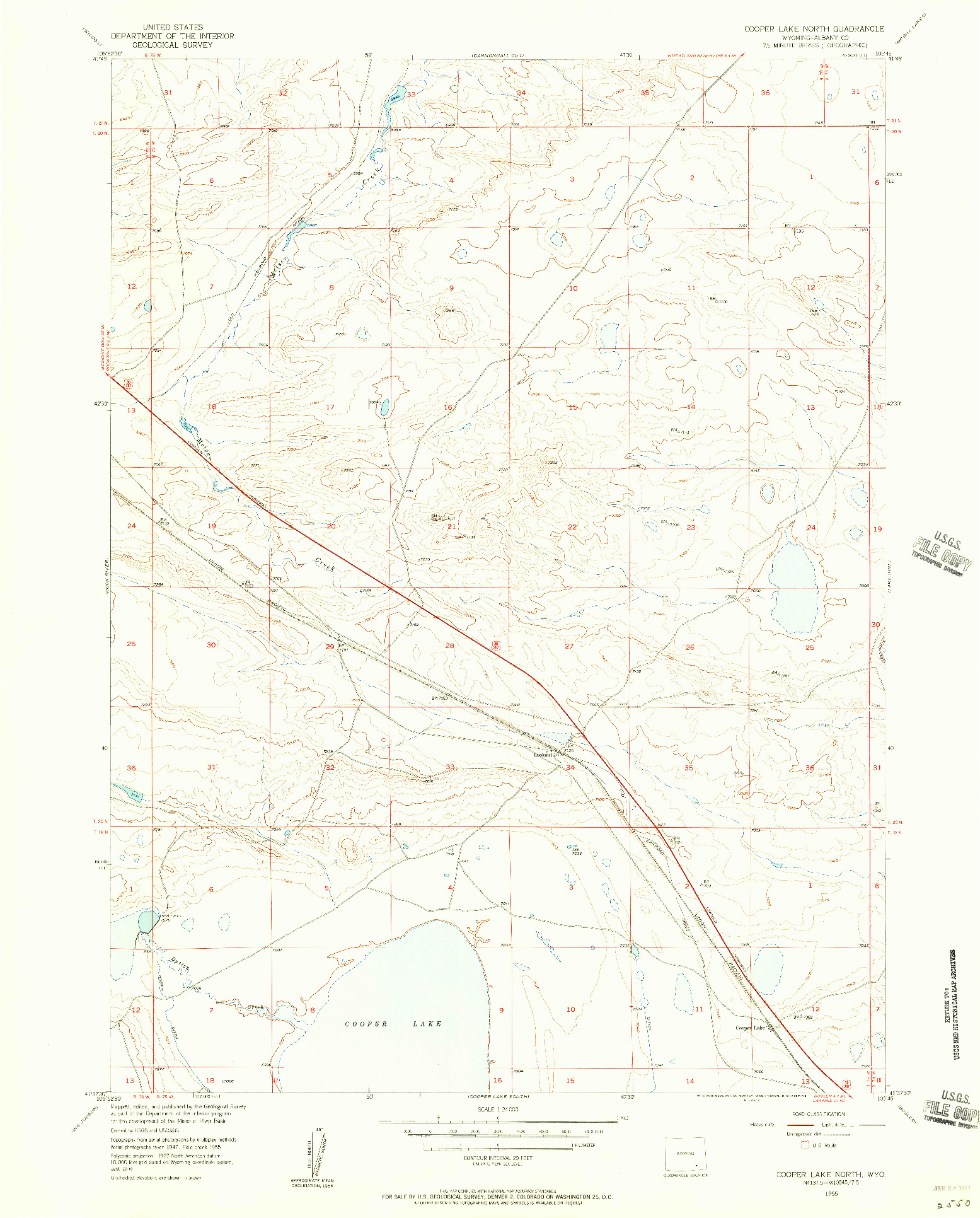 USGS 1:24000-SCALE QUADRANGLE FOR COOPER LAKE NORTH, WY 1955