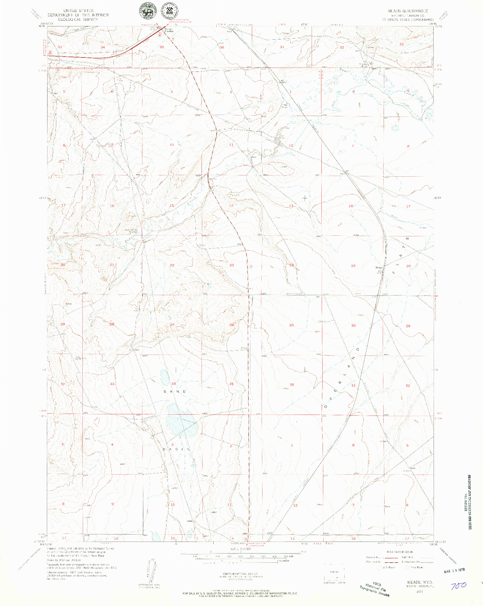USGS 1:24000-SCALE QUADRANGLE FOR MEADS, WY 1955