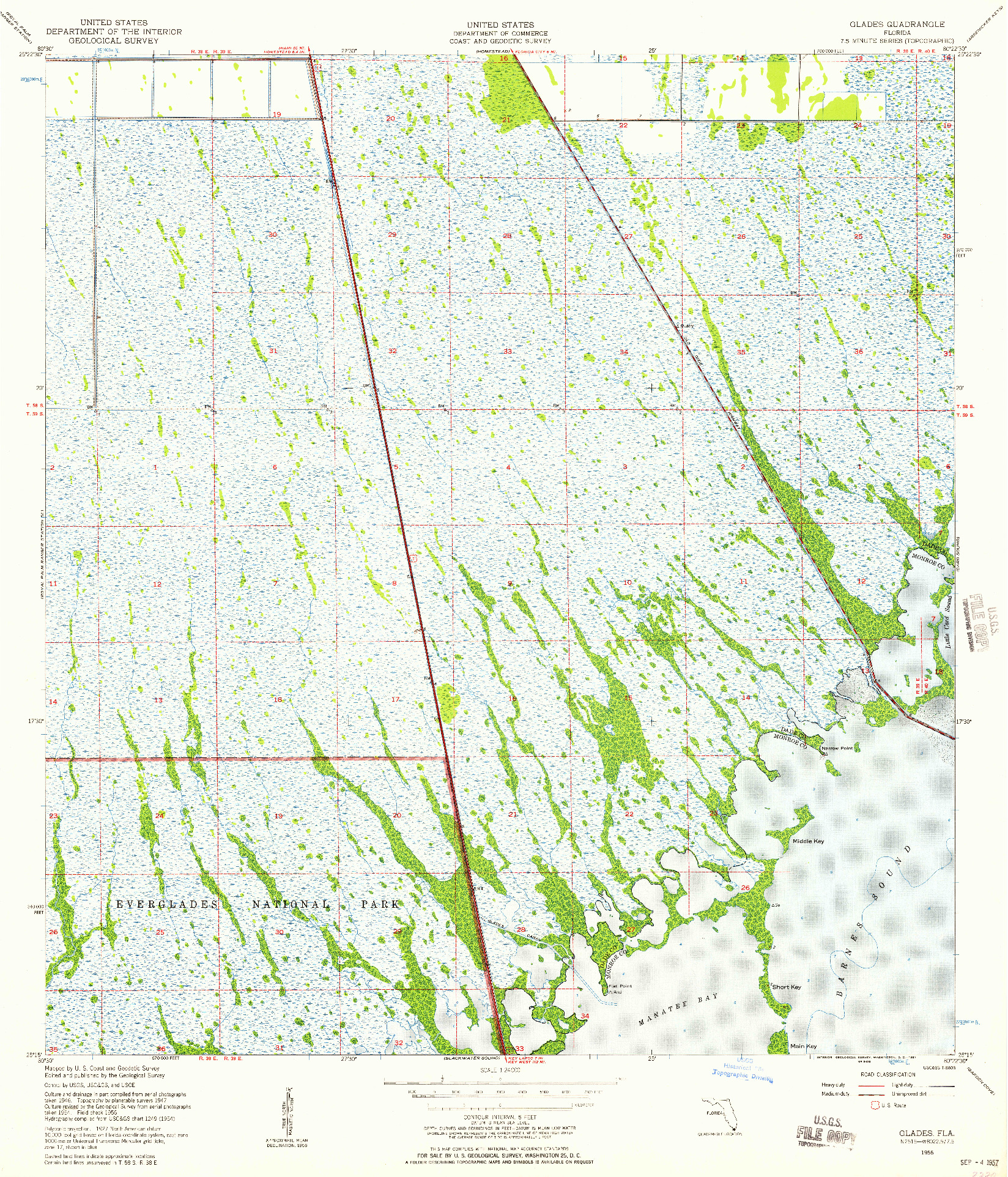 USGS 1:24000-SCALE QUADRANGLE FOR GLADES, FL 1956