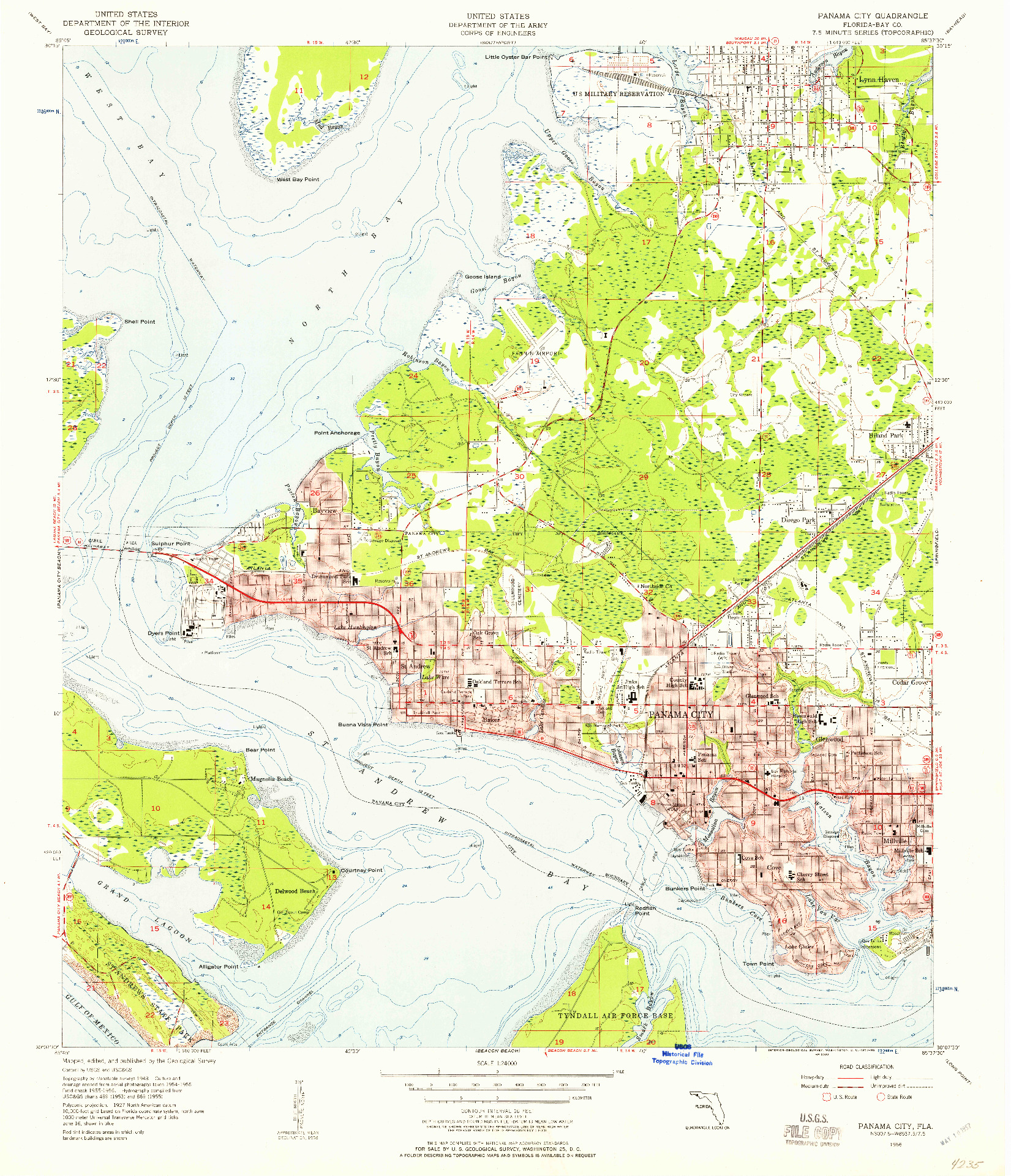 USGS 1:24000-SCALE QUADRANGLE FOR PANAMA CITY, FL 1956