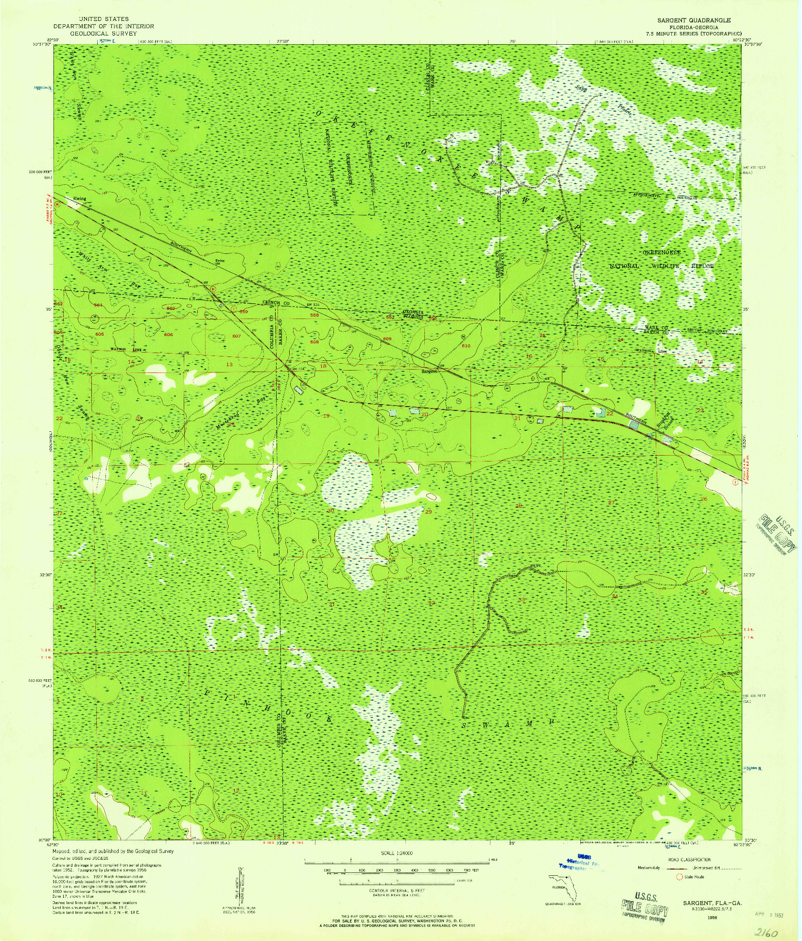 USGS 1:24000-SCALE QUADRANGLE FOR SARGENT, FL 1956