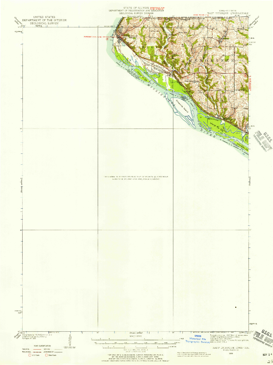 USGS 1:62500-SCALE QUADRANGLE FOR EAST DUBUQUE, IA 1935