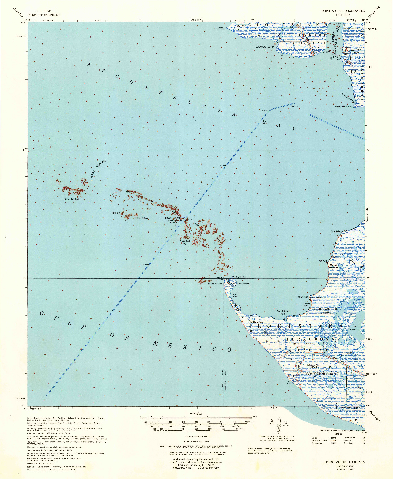 USGS 1:62500-SCALE QUADRANGLE FOR POINT AU FER, LA 1957