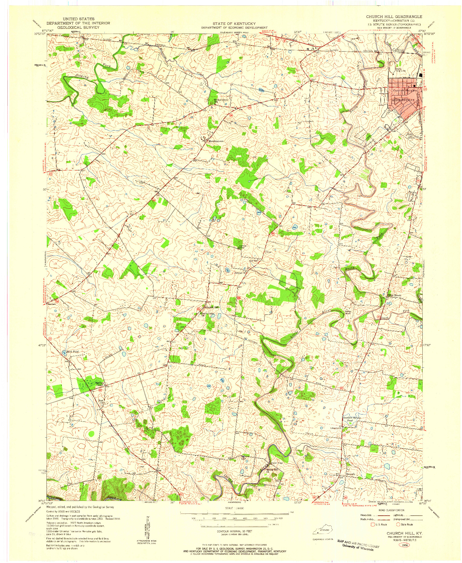 USGS 1:24000-SCALE QUADRANGLE FOR CHURCH HILL, KY 1956