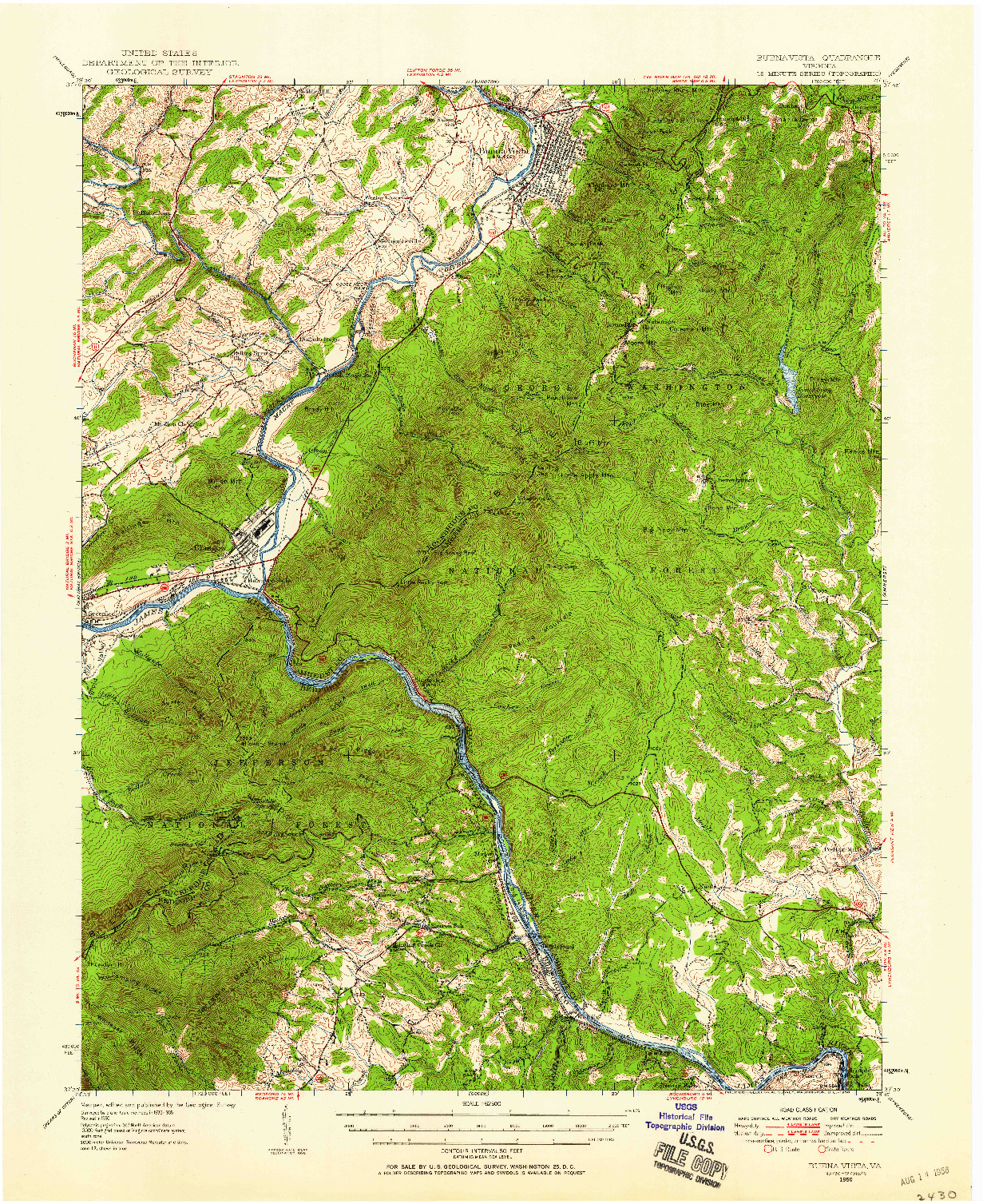 USGS 1:62500-SCALE QUADRANGLE FOR BUENA VISTA, VA 1950