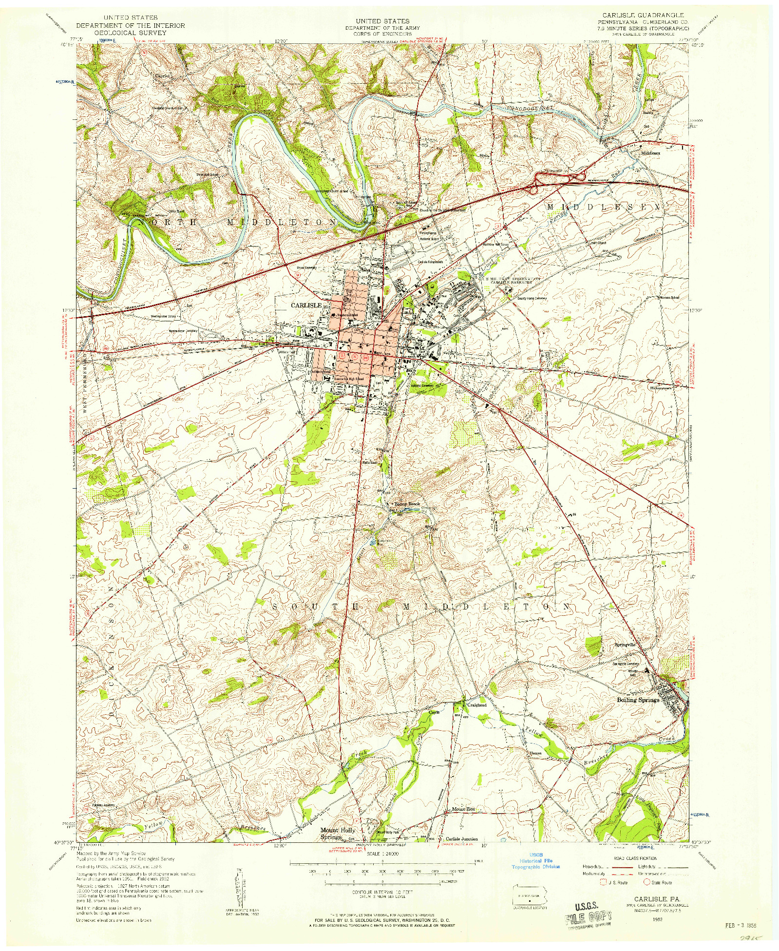 USGS 1:24000-SCALE QUADRANGLE FOR CARLISLE, PA 1952