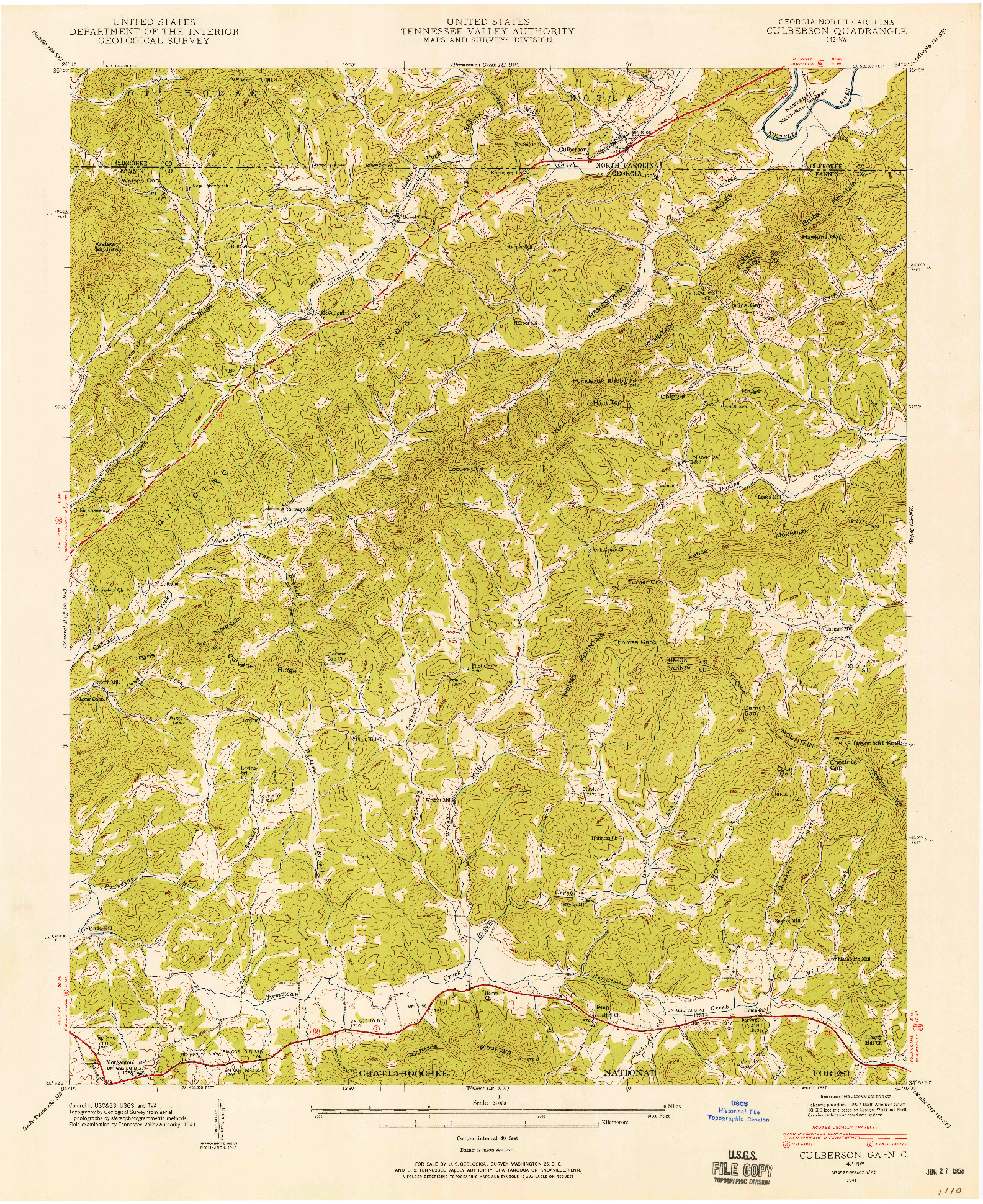 USGS 1:24000-SCALE QUADRANGLE FOR CULBERSON, GA 1941