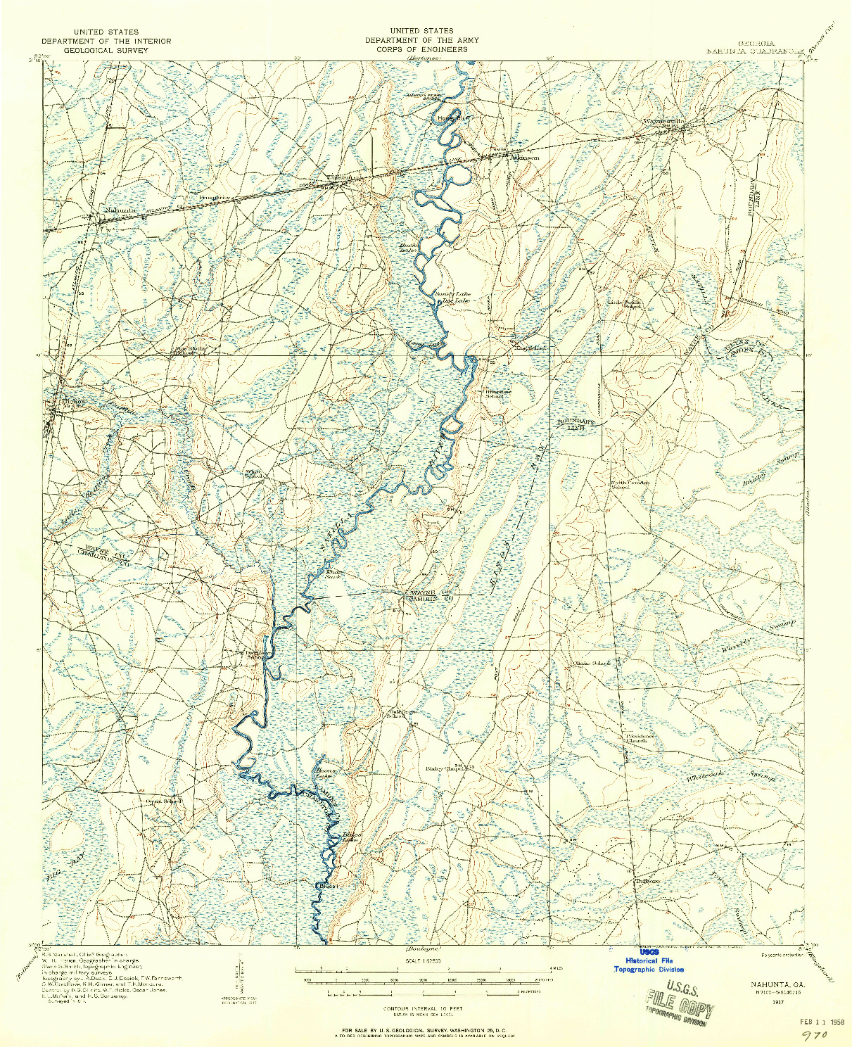 USGS 1:62500-SCALE QUADRANGLE FOR NAHUNTA, GA 1917