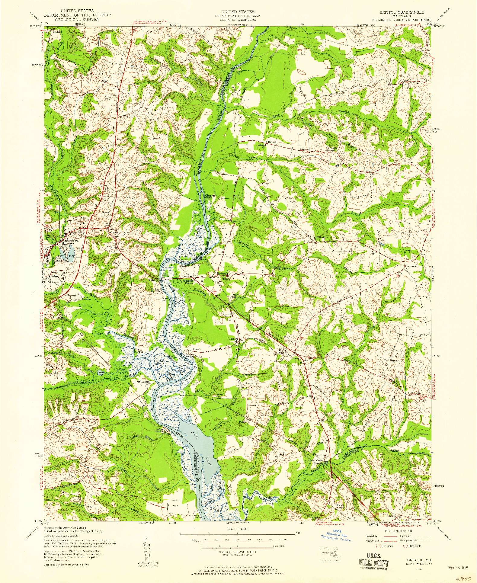 USGS 1:24000-SCALE QUADRANGLE FOR BRISTOL, MD 1957