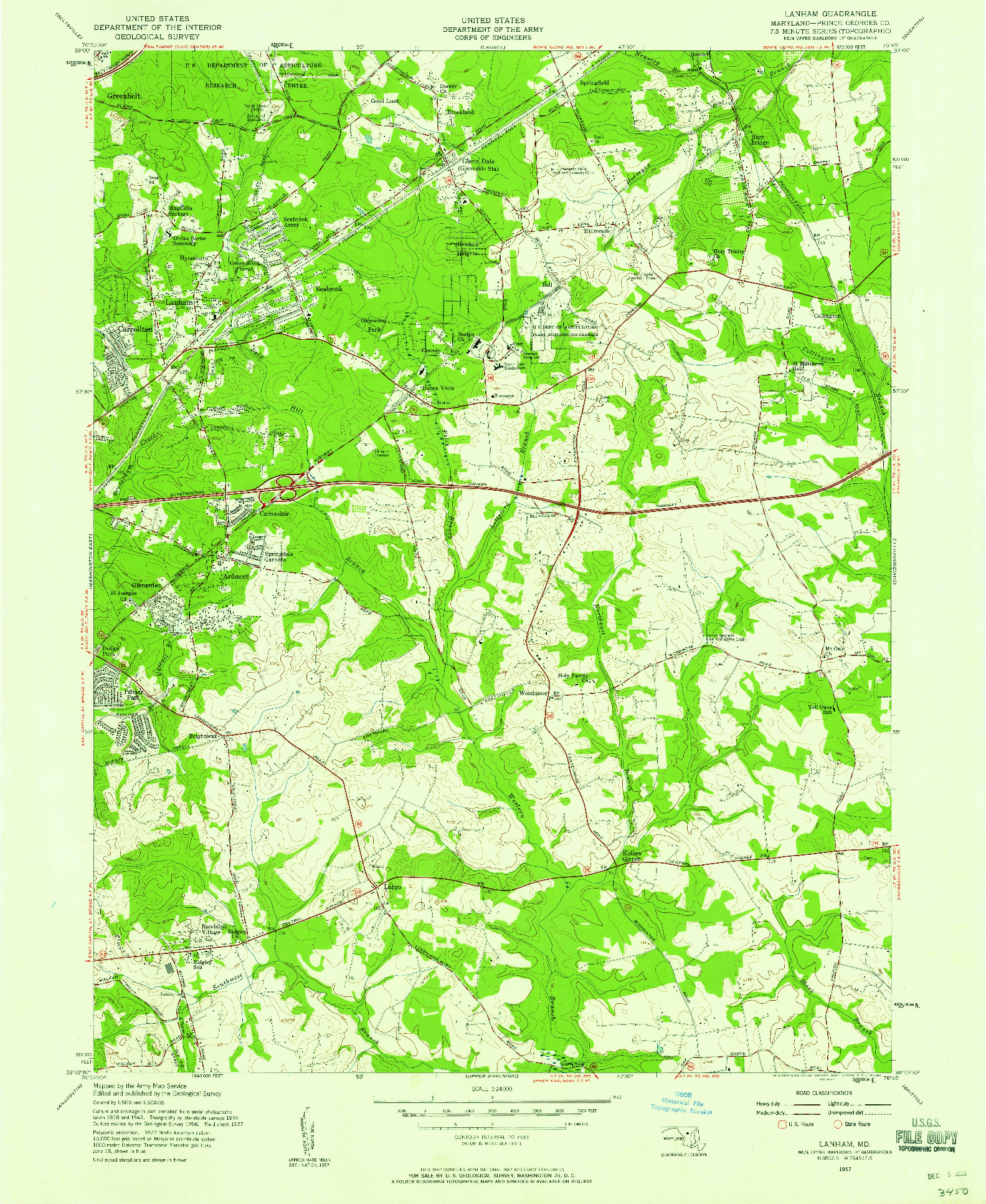 USGS 1:24000-SCALE QUADRANGLE FOR LANHAM, MD 1957