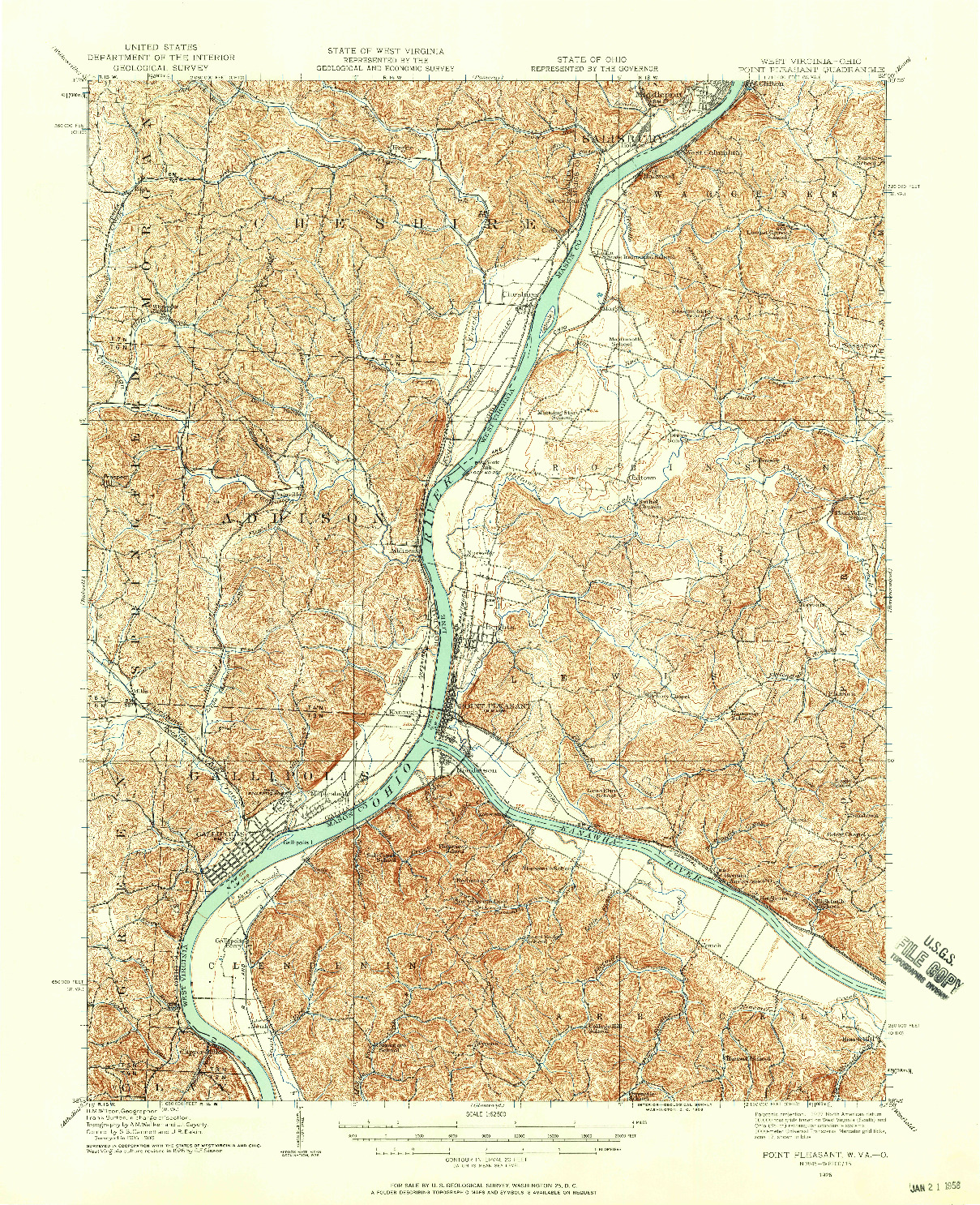 USGS 1:62500-SCALE QUADRANGLE FOR POINT PLEASANT, WV 1926
