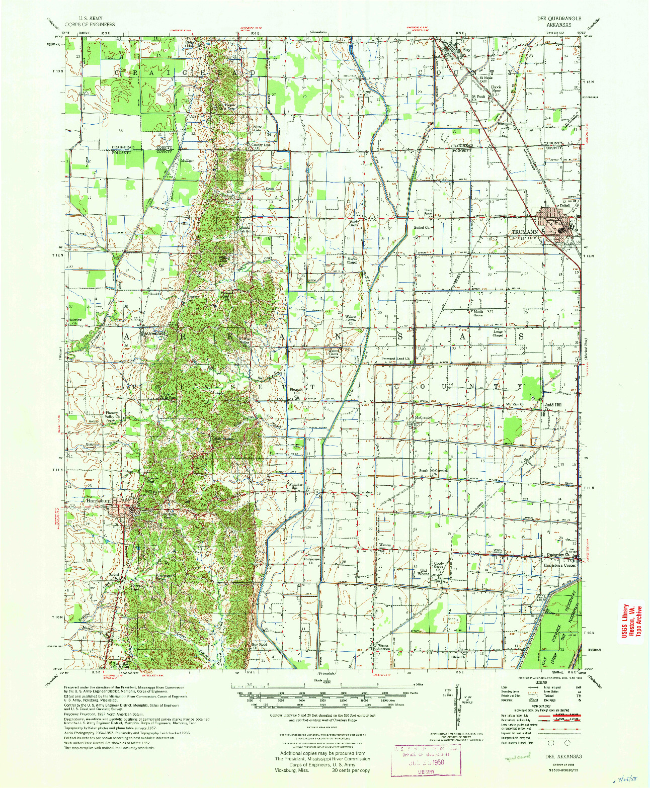 USGS 1:62500-SCALE QUADRANGLE FOR DEE, AR 1958