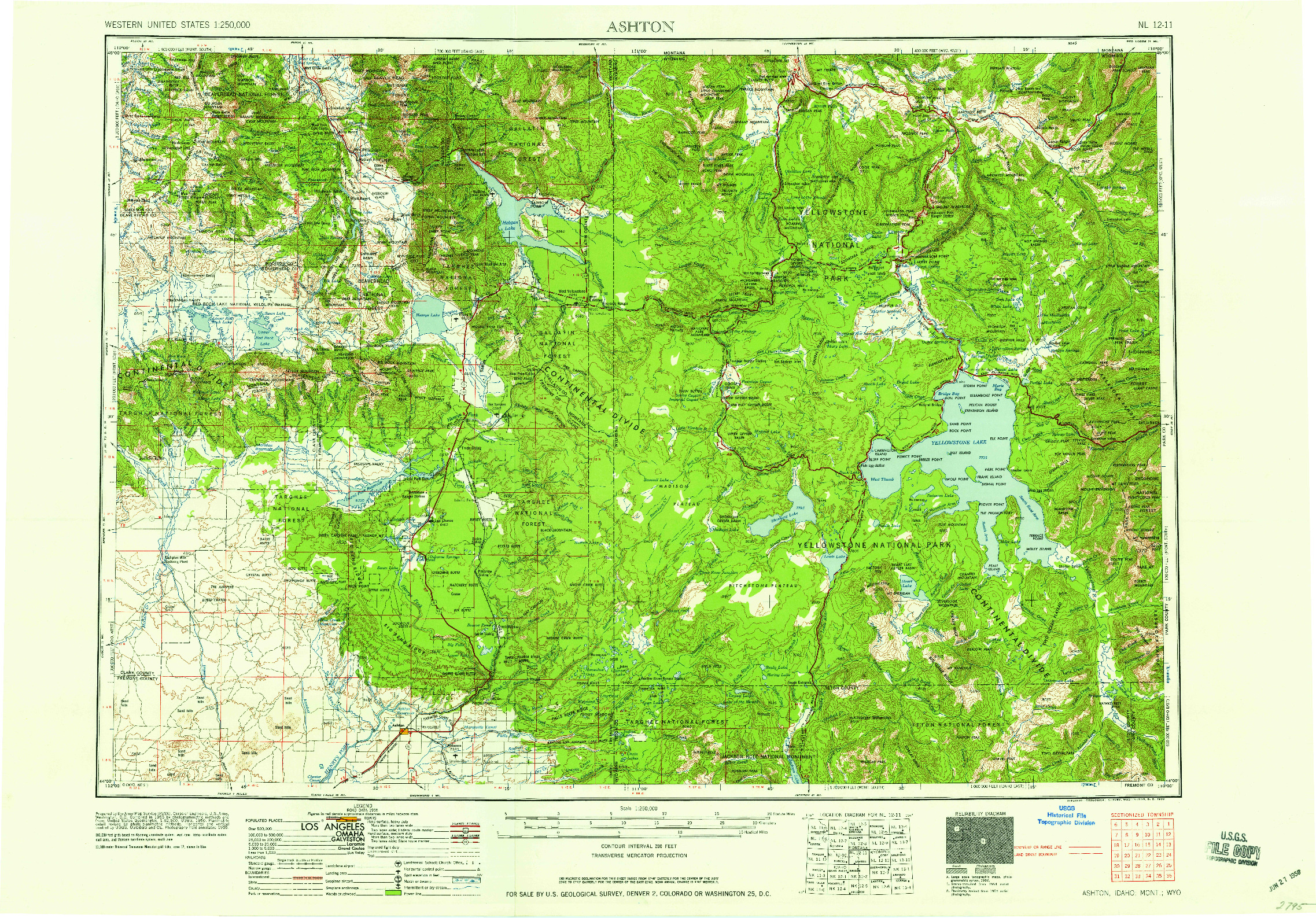 USGS 1:250000-SCALE QUADRANGLE FOR ASHTON, ID 1958