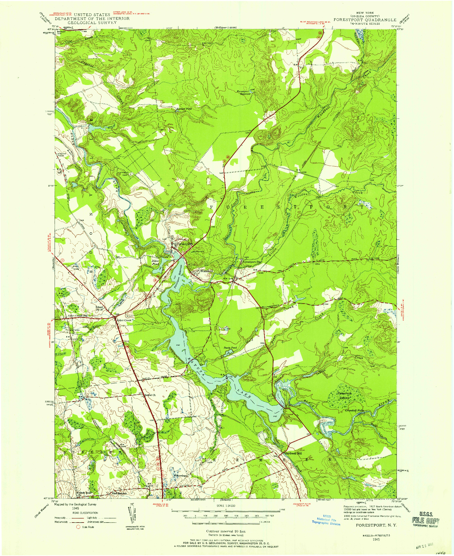 USGS 1:24000-SCALE QUADRANGLE FOR FORESTPORT, NY 1945