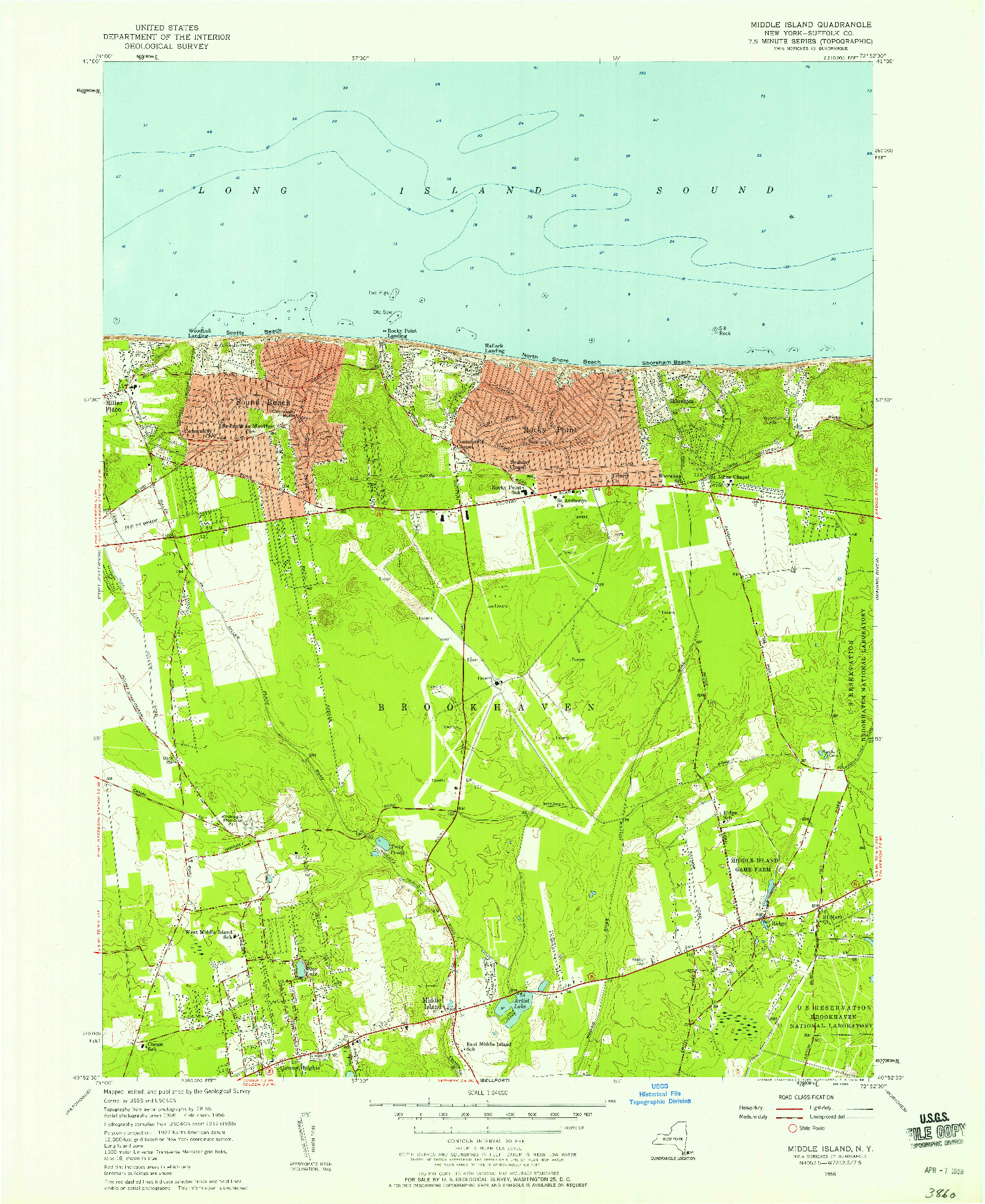 USGS 1:24000-SCALE QUADRANGLE FOR MIDDLE ISLAND, NY 1956