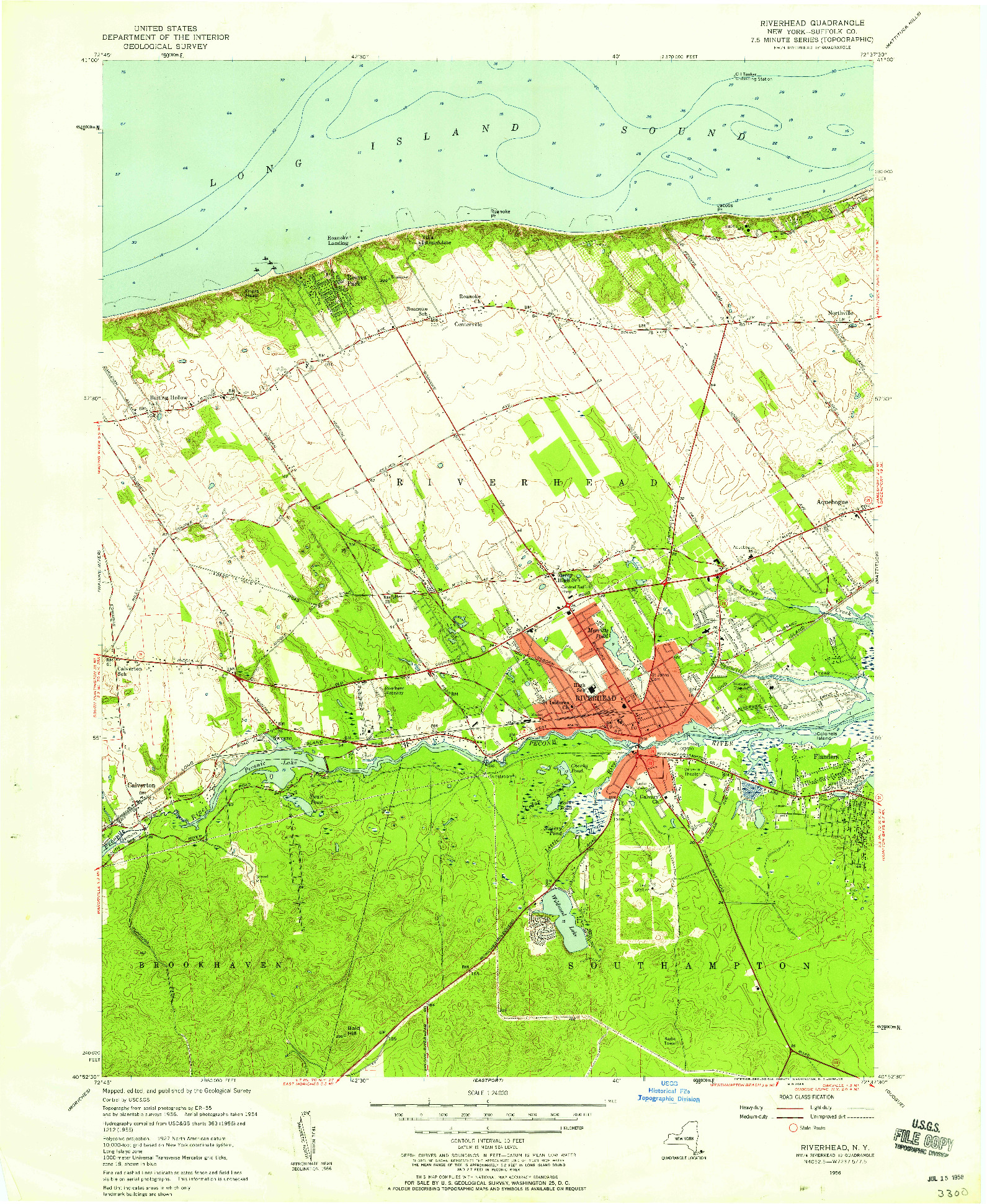 USGS 1:24000-SCALE QUADRANGLE FOR RIVERHEAD, NY 1956