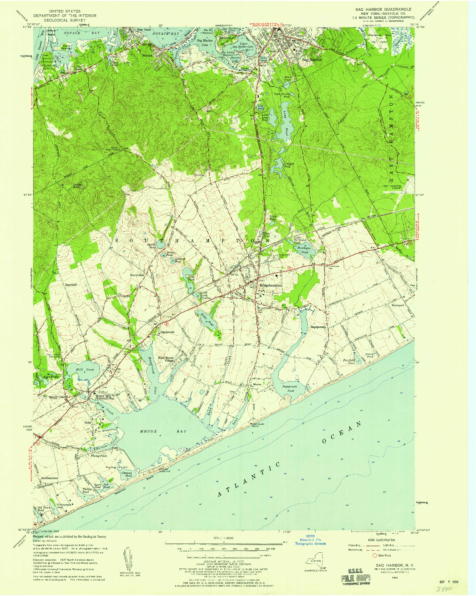 USGS 1:24000-SCALE QUADRANGLE FOR SAG HARBOR, NY 1956