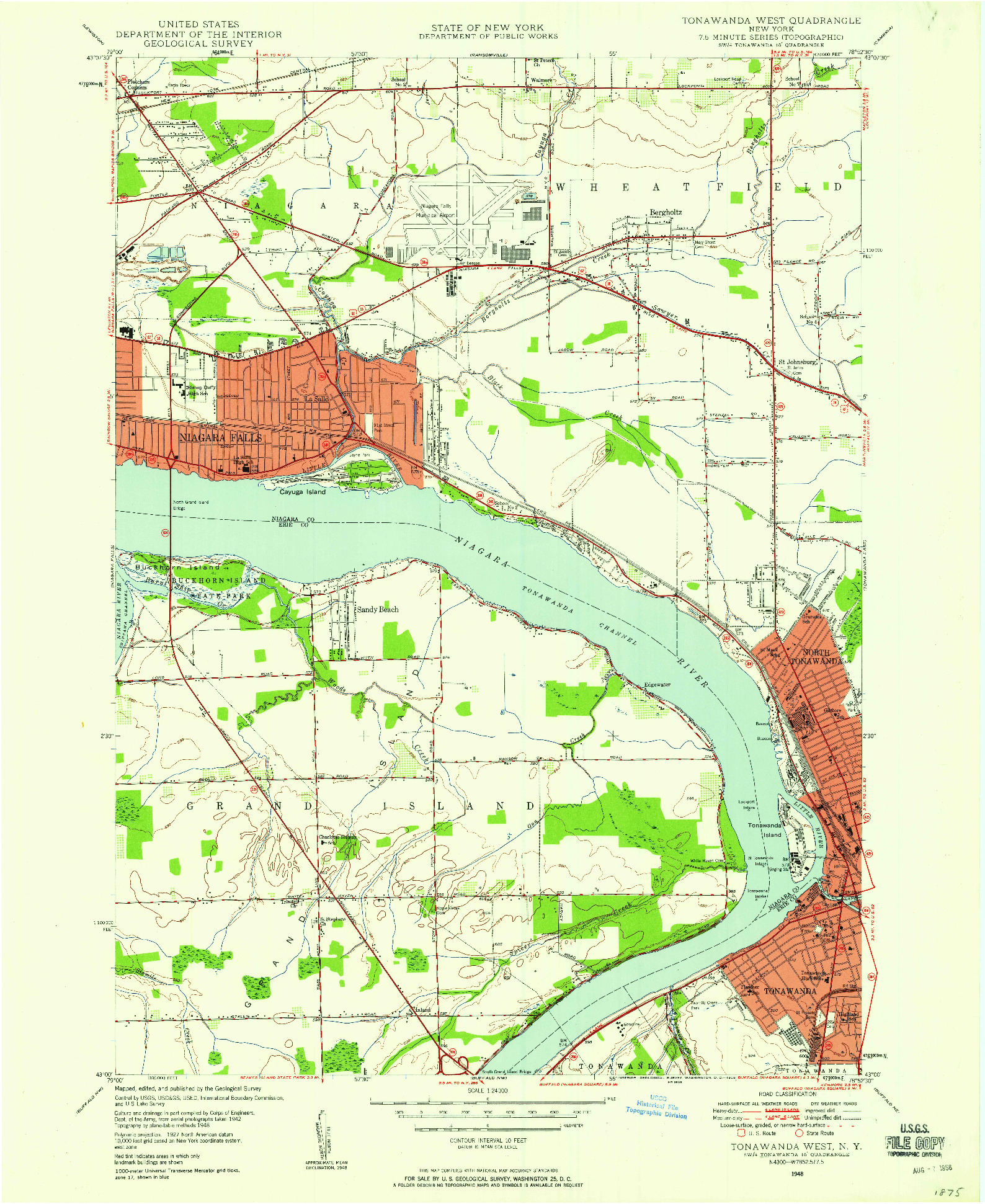 USGS 1:24000-SCALE QUADRANGLE FOR TONAWANDA WEST, NY 1948