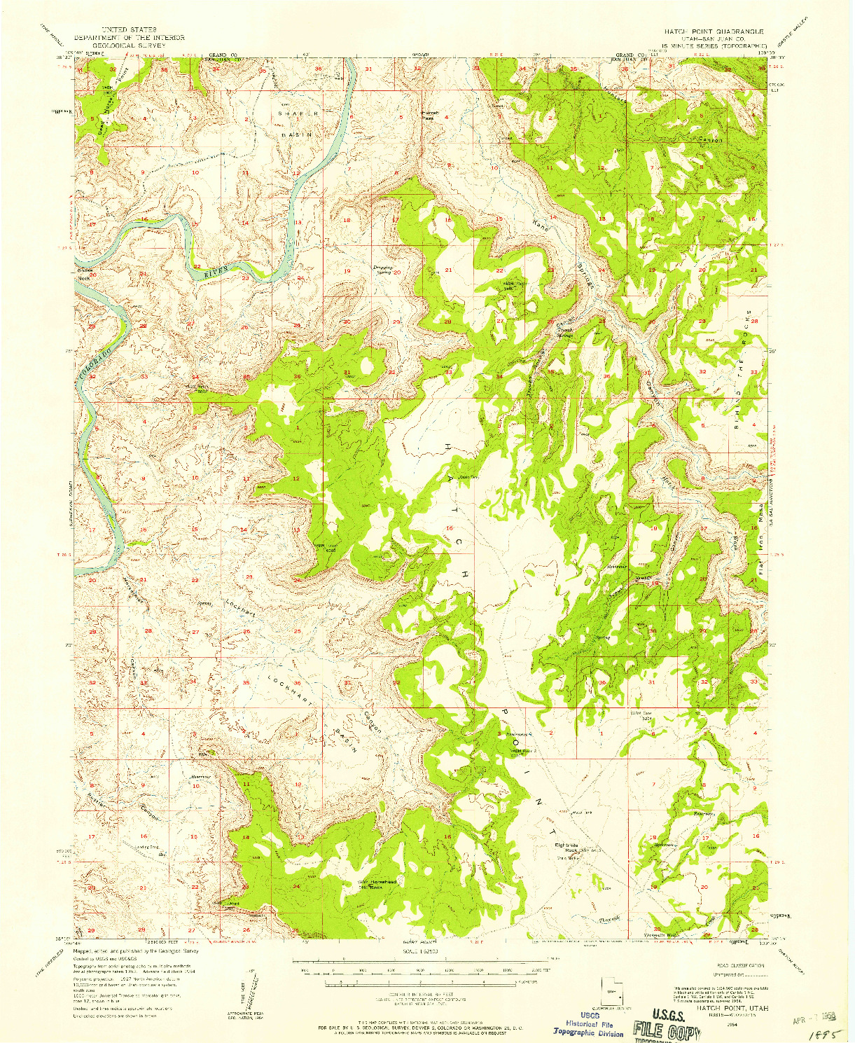 USGS 1:62500-SCALE QUADRANGLE FOR HATCH POINT, UT 1954