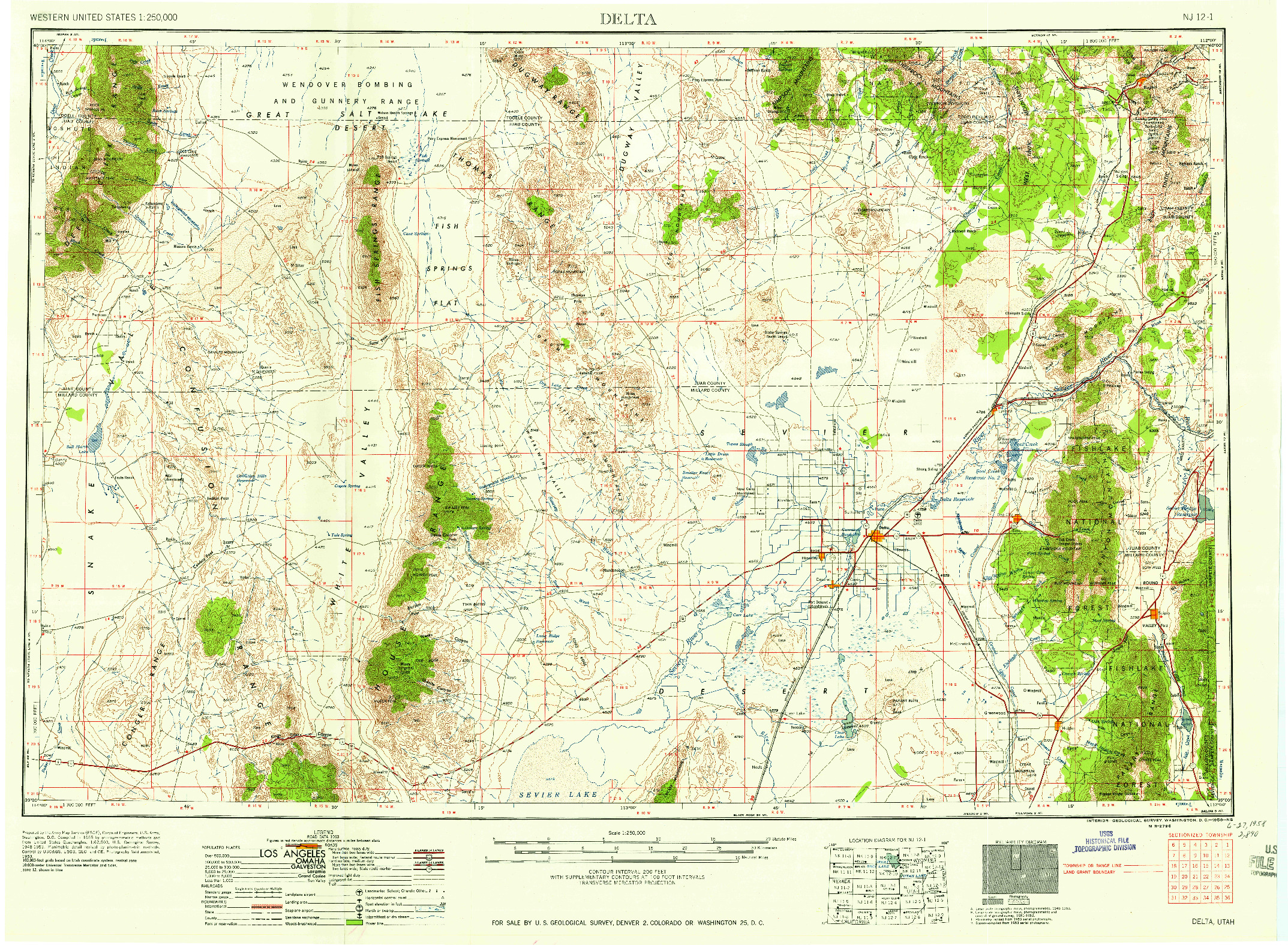 USGS 1:250000-SCALE QUADRANGLE FOR DELTA, UT 1958