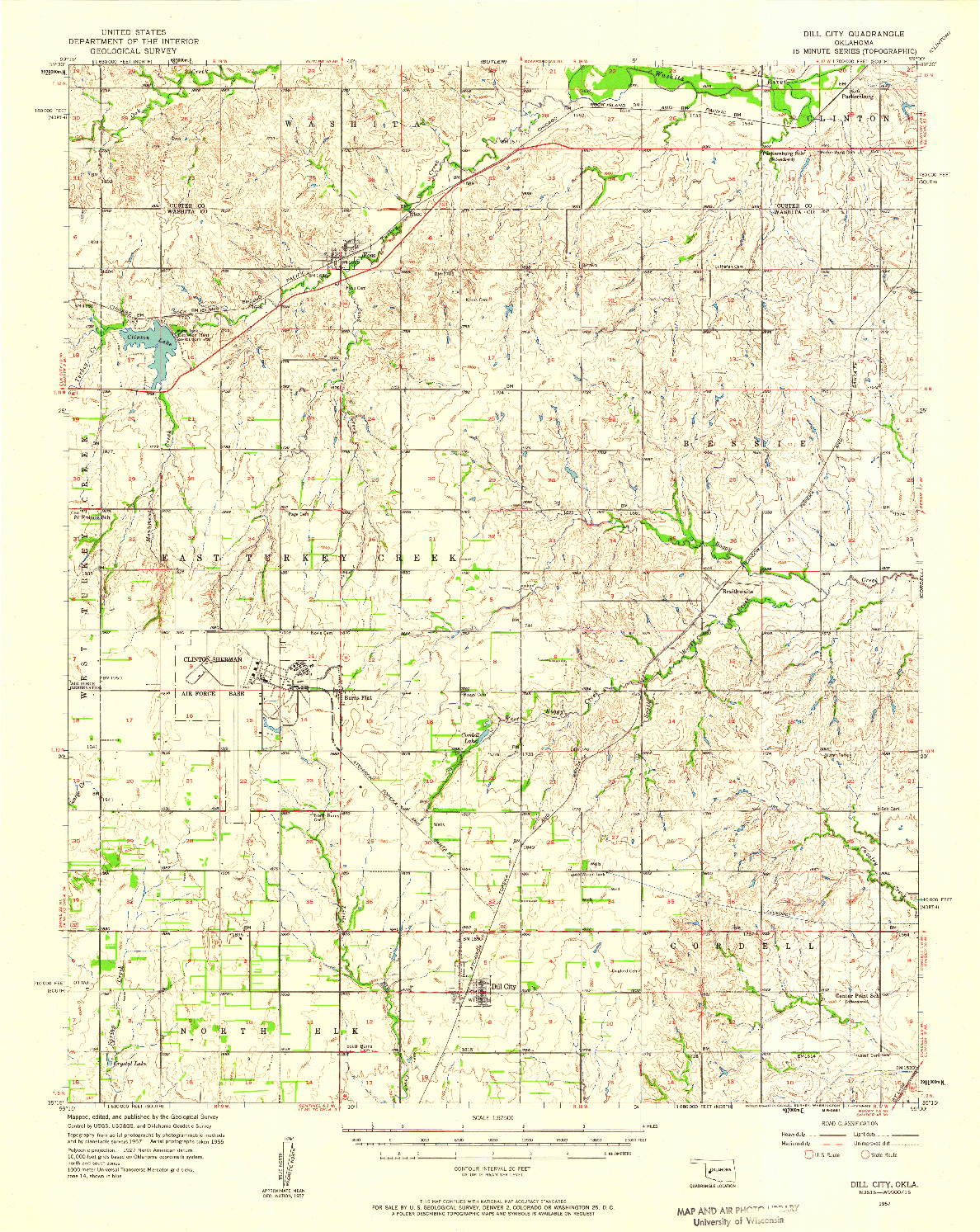 USGS 1:62500-SCALE QUADRANGLE FOR DILL CITY, OK 1957