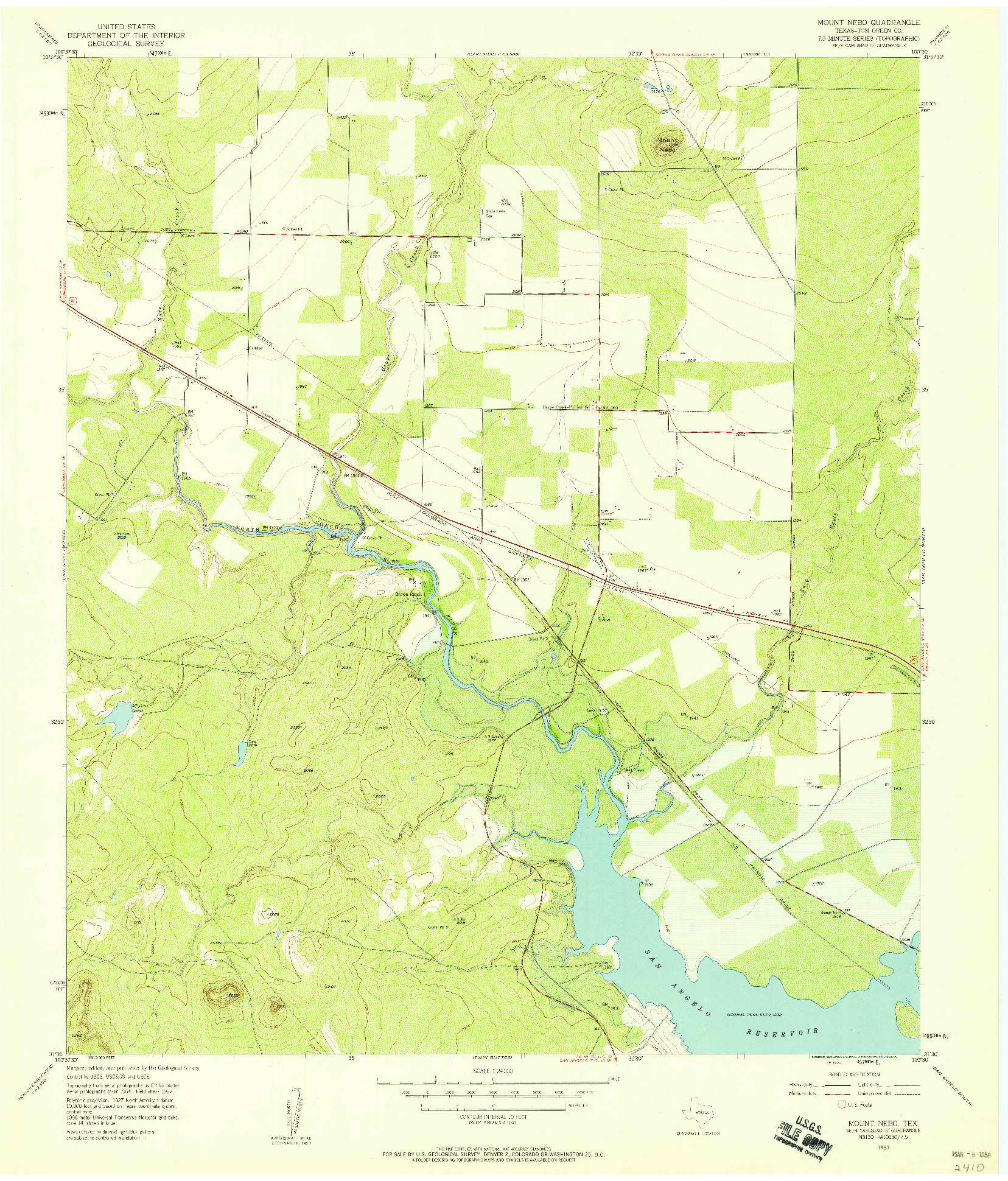 USGS 1:24000-SCALE QUADRANGLE FOR MOUNT NEBO, TX 1957