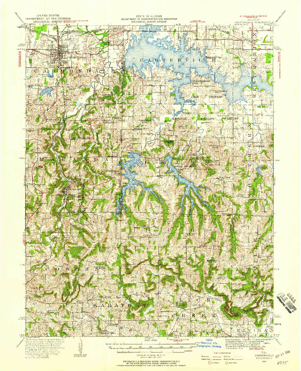 USGS 1:62500-SCALE QUADRANGLE FOR CARBONDALE, IL 1941