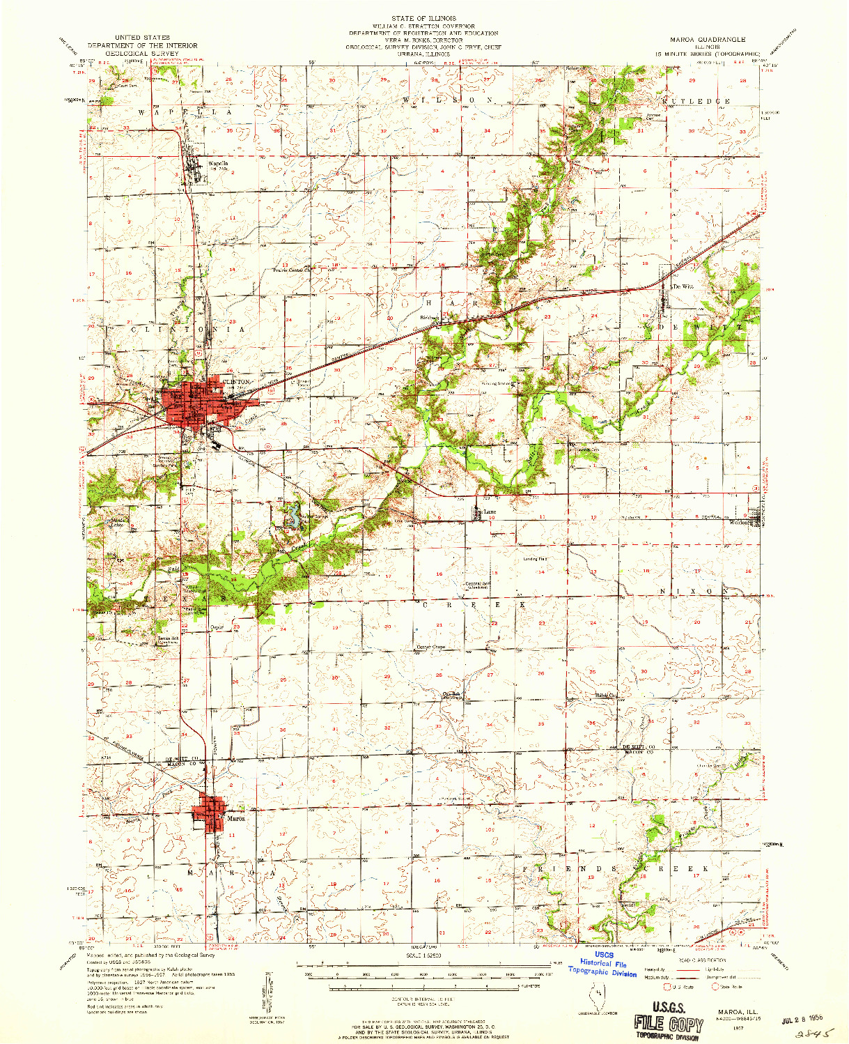 USGS 1:62500-SCALE QUADRANGLE FOR MAROA, IL 1957