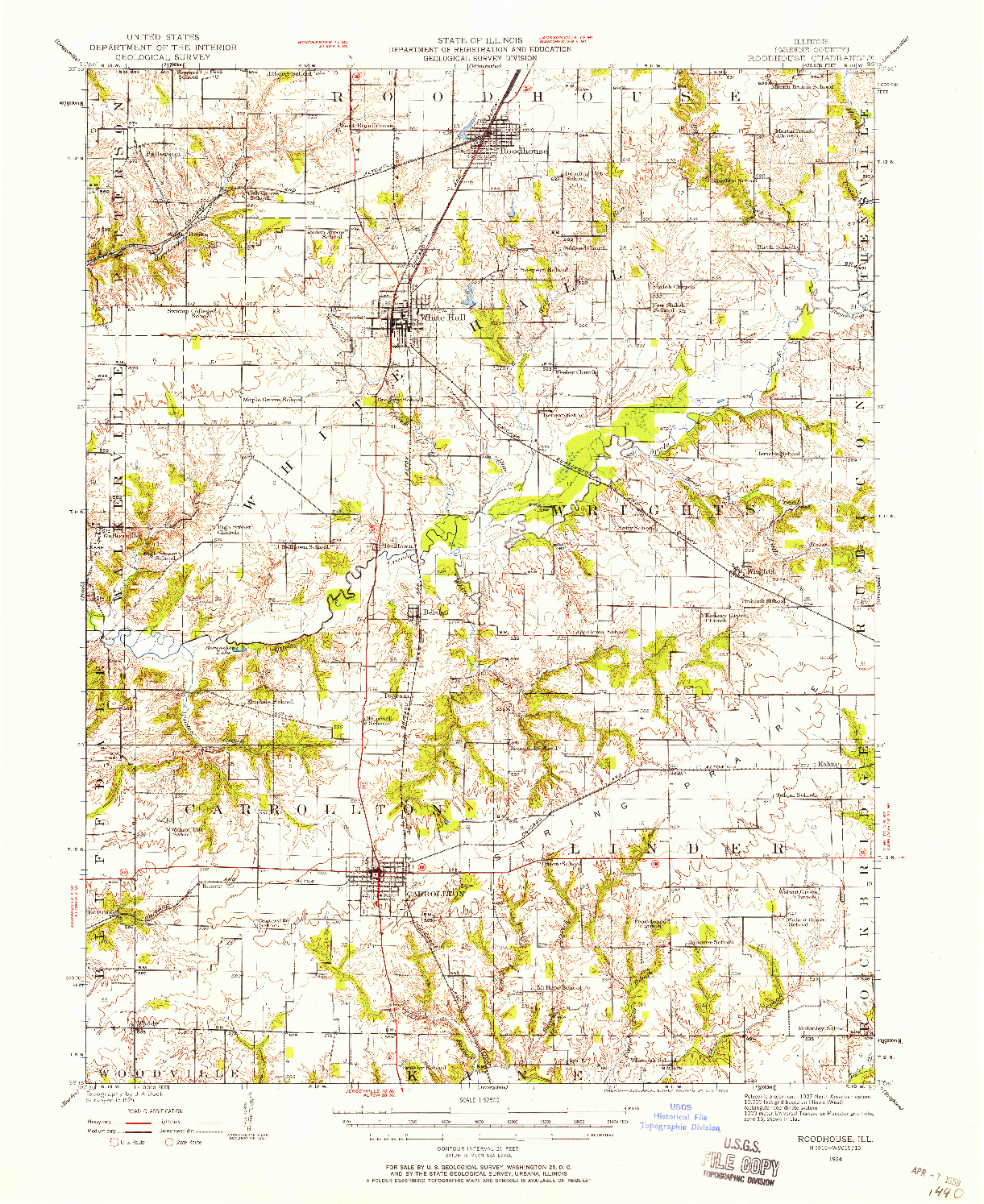 USGS 1:62500-SCALE QUADRANGLE FOR ROODHOUSE, IL 1924