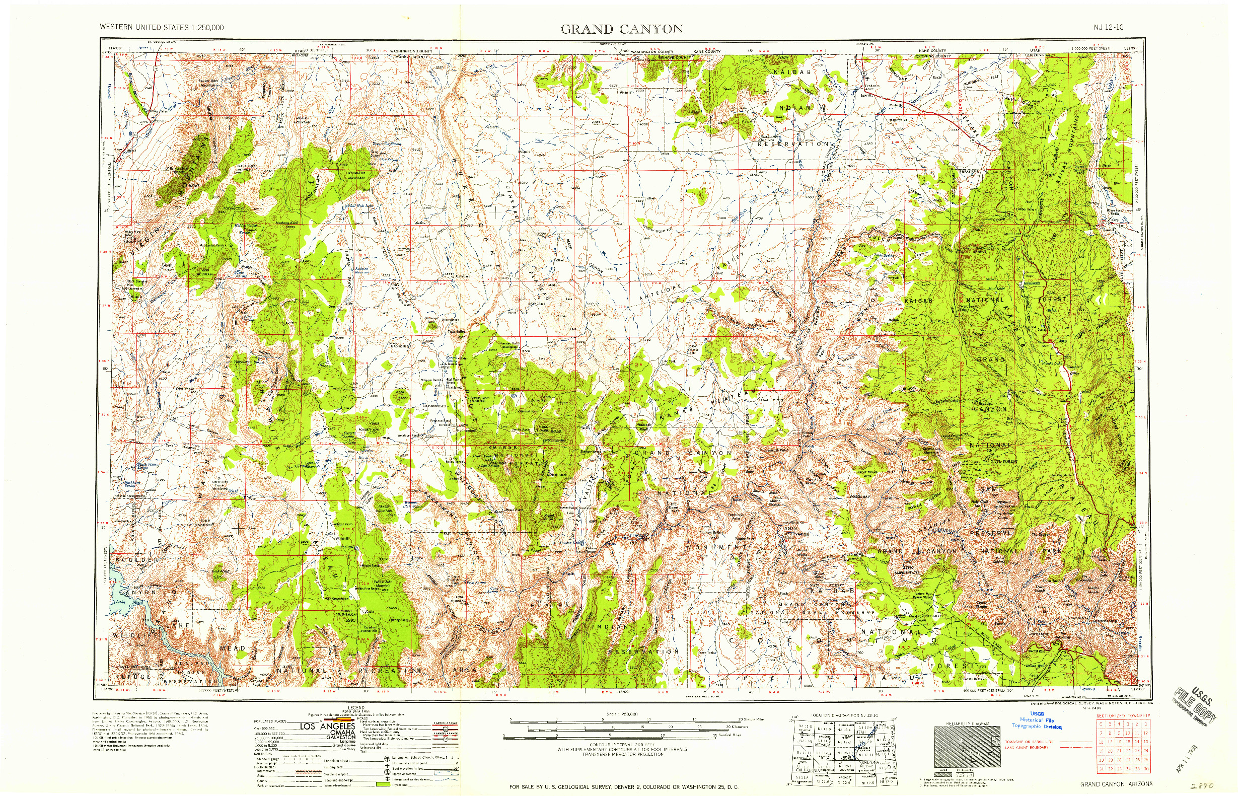 USGS 1:250000-SCALE QUADRANGLE FOR GRAND CANYON, AZ 1958