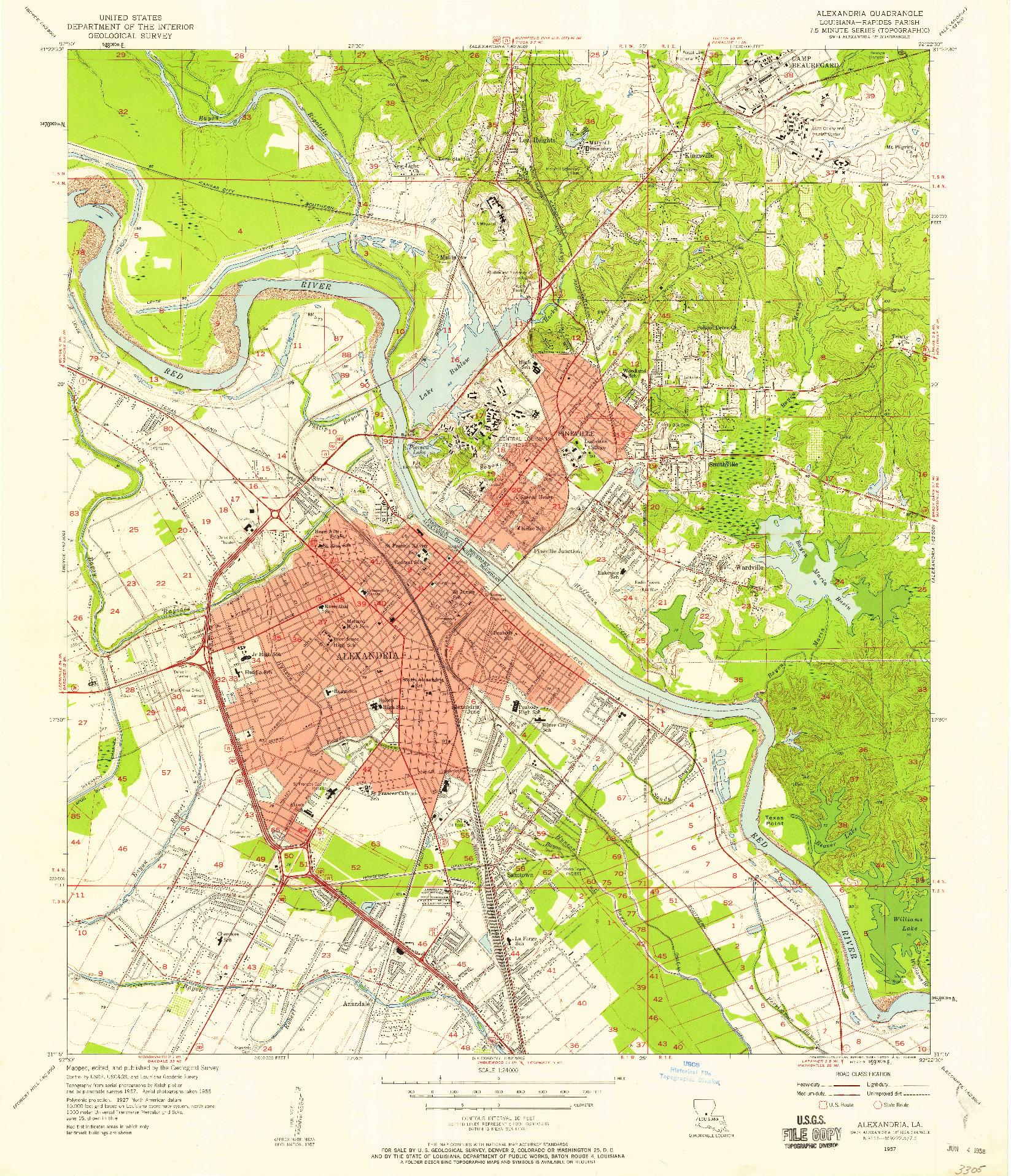 USGS 1:24000-SCALE QUADRANGLE FOR ALEXANDRIA, LA 1957