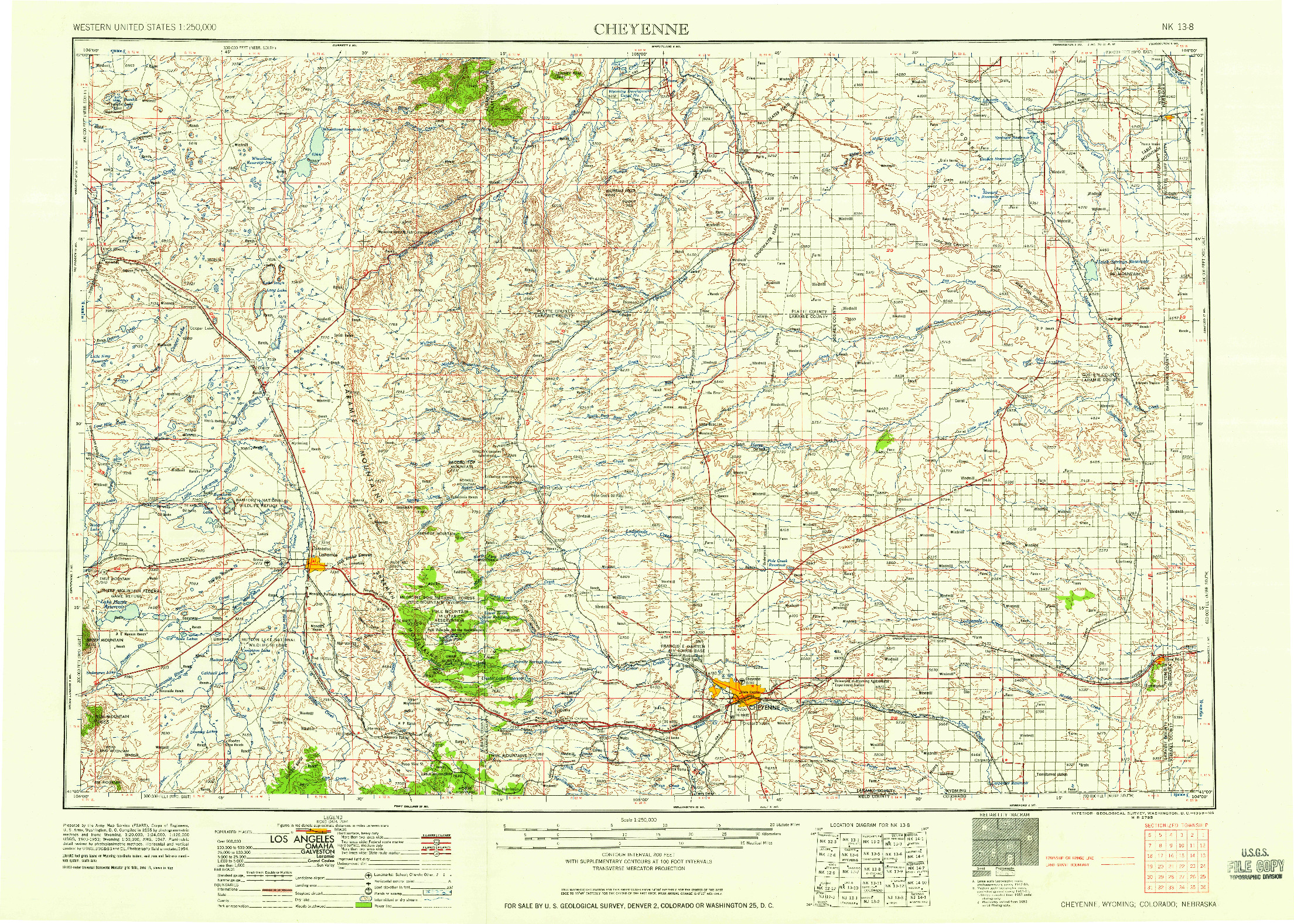 USGS 1:250000-SCALE QUADRANGLE FOR CHEYENNE, WY 1958