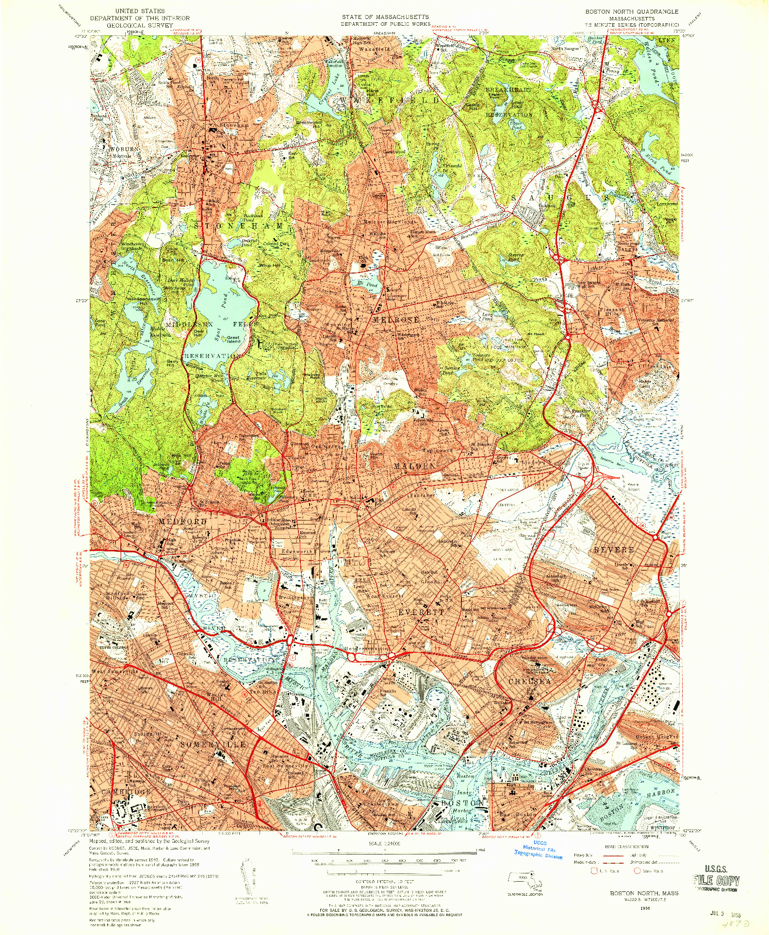 USGS 1:24000-SCALE QUADRANGLE FOR BOSTON NORTH, MA 1956