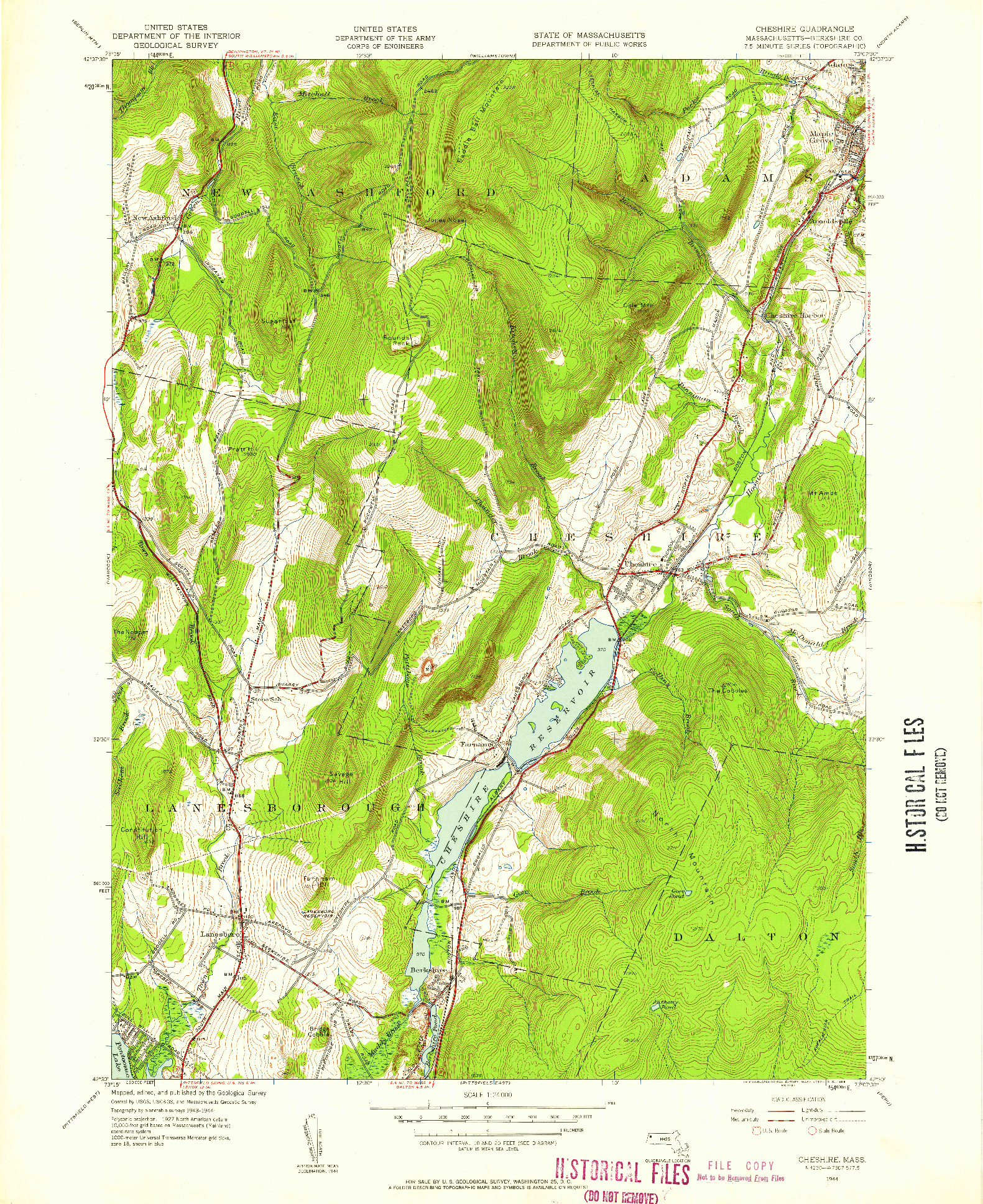 USGS 1:24000-SCALE QUADRANGLE FOR CHESHIRE, MA 1944