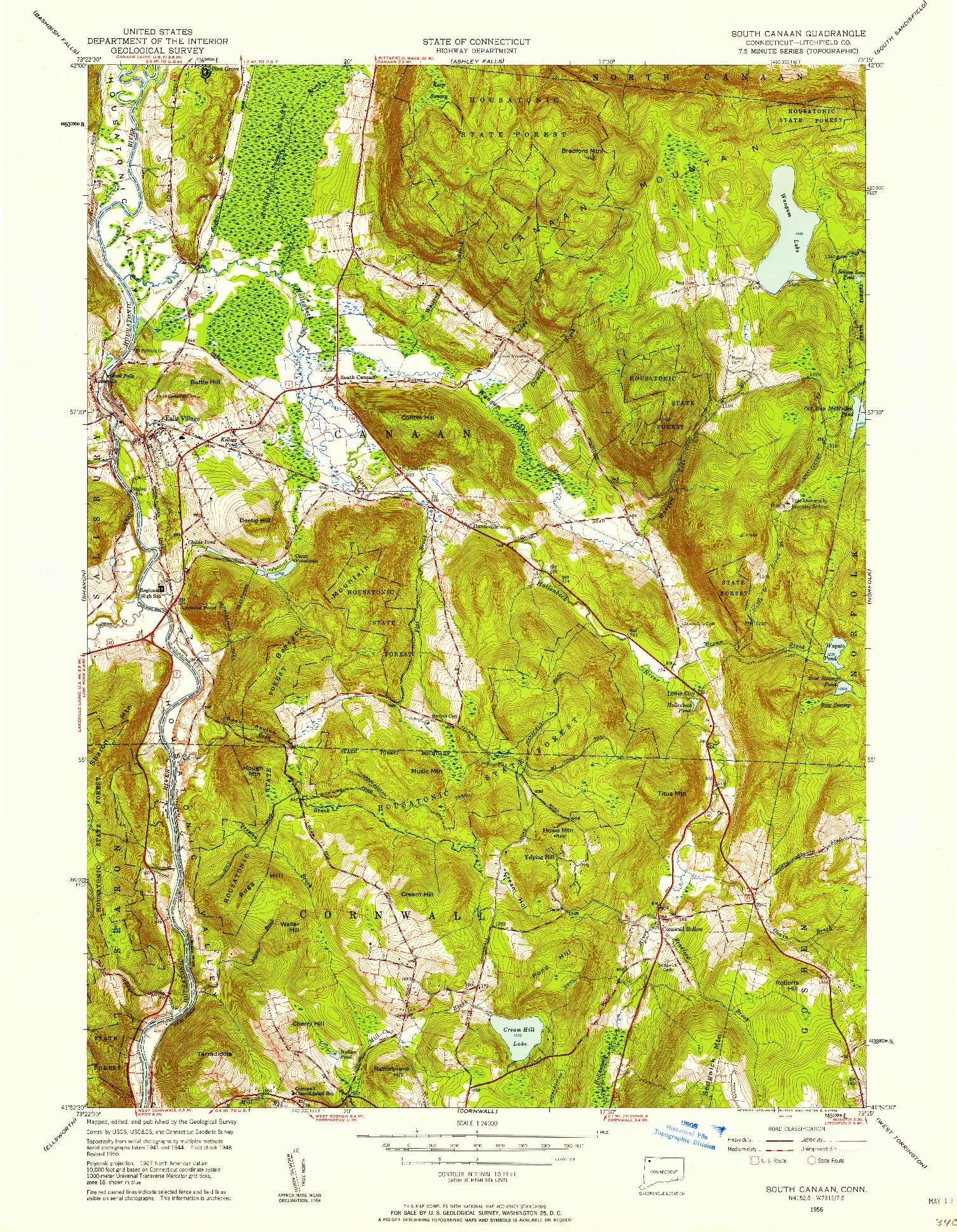 USGS 1:24000-SCALE QUADRANGLE FOR SOUTH CANAAN, CT 1956