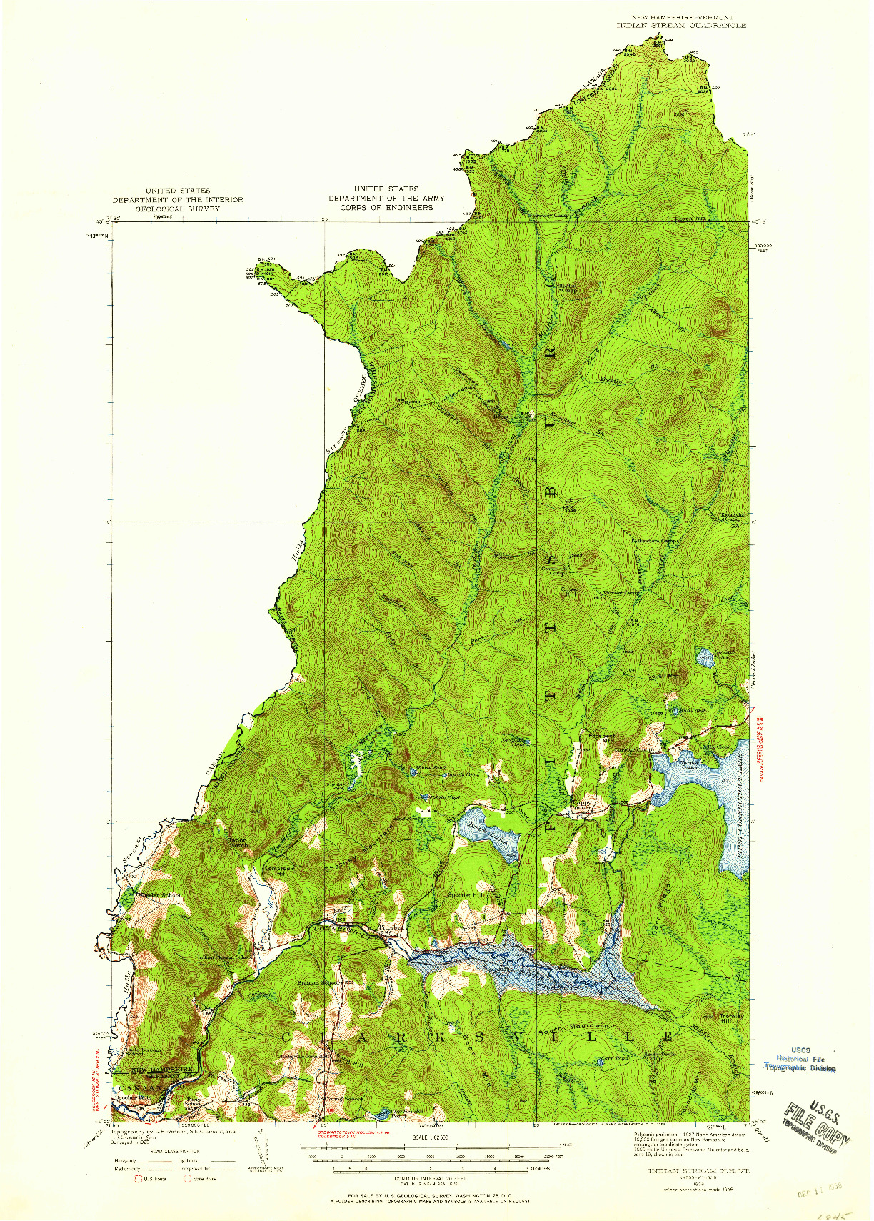 USGS 1:62500-SCALE QUADRANGLE FOR INDIAN STREAM, NH 1926