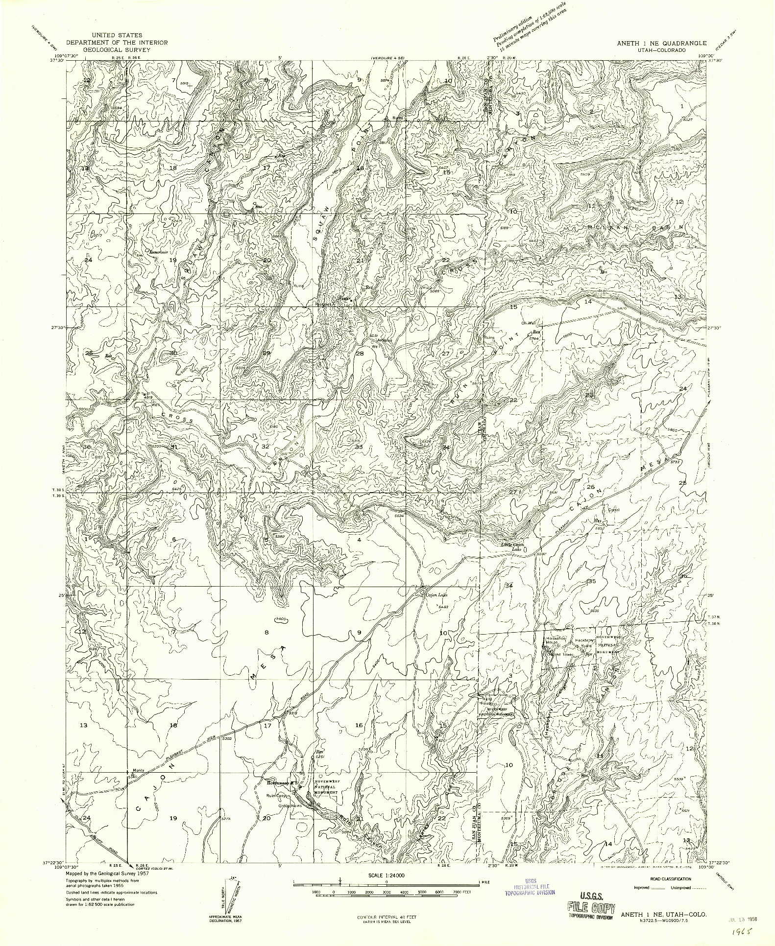 USGS 1:24000-SCALE QUADRANGLE FOR ANETH 1 NE, UT 1957