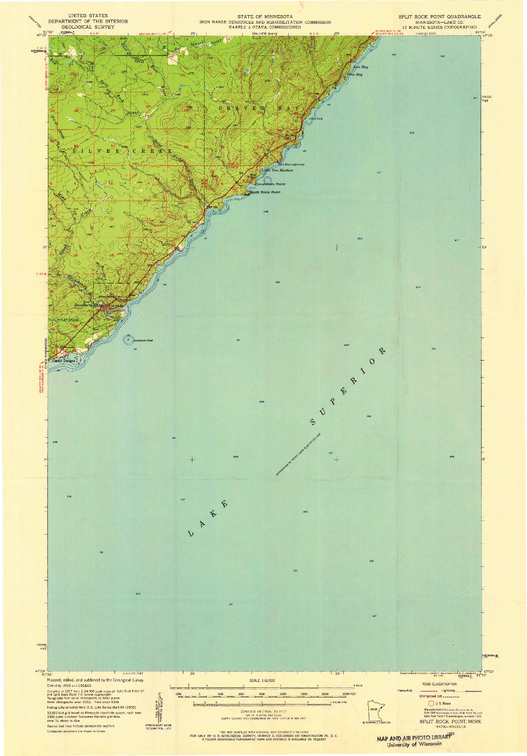 USGS 1:62500-SCALE QUADRANGLE FOR SPLIT ROCK POINT, MN 1956