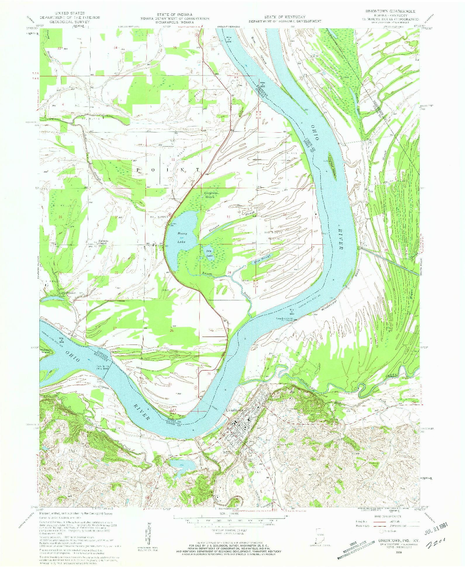 USGS 1:24000-SCALE QUADRANGLE FOR UNIONTOWN, IN 1958