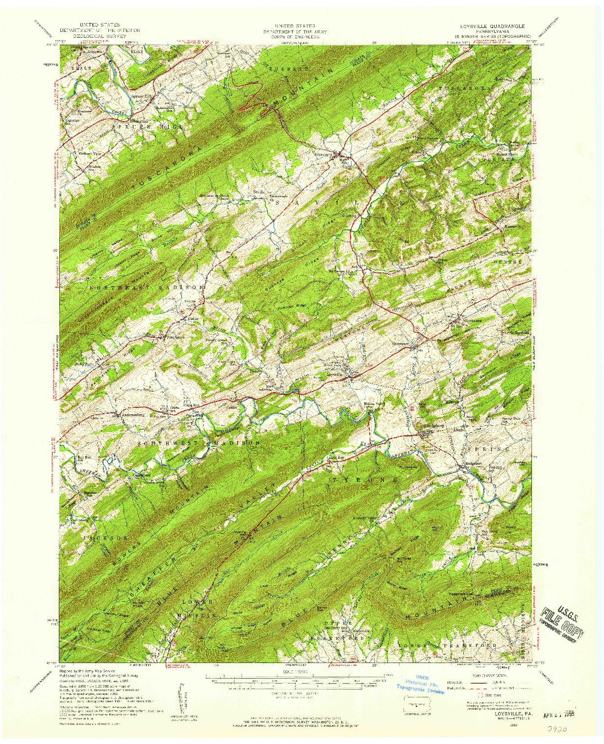 USGS 1:62500-SCALE QUADRANGLE FOR LOYSVILLE, PA 1952