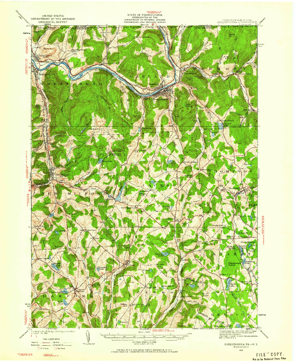 USGS 1:62500-SCALE QUADRANGLE FOR SUSQUEHANNA, PA 1932
