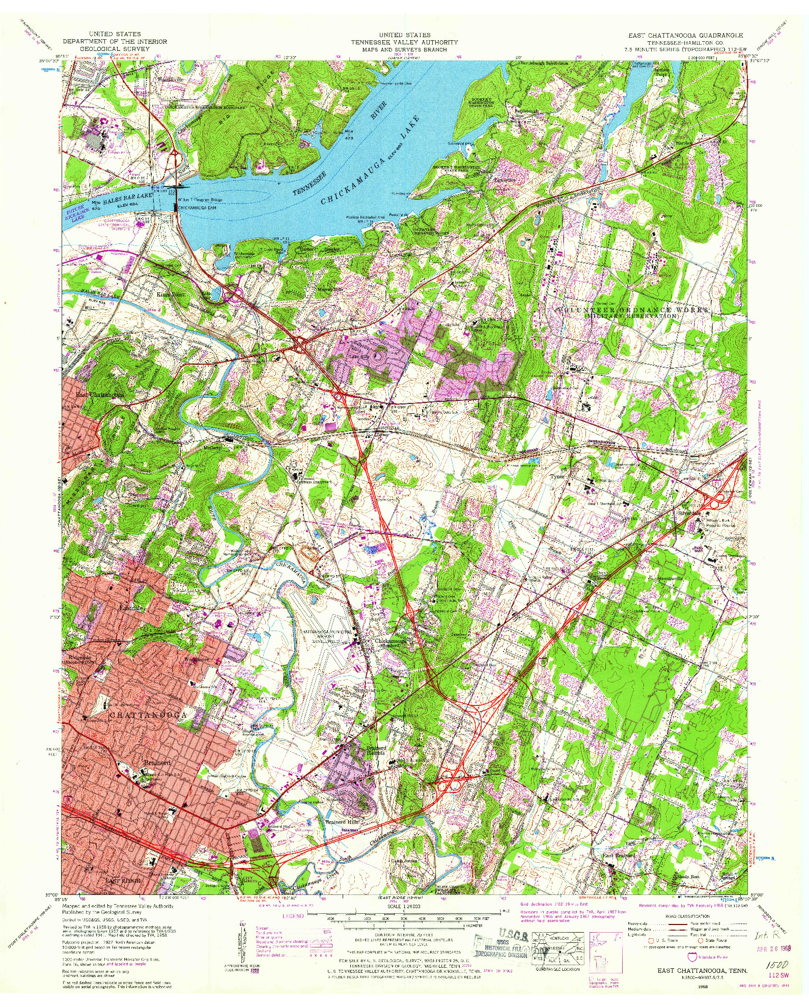 USGS 1:24000-SCALE QUADRANGLE FOR EAST CHATTANOOGA, TN 1958