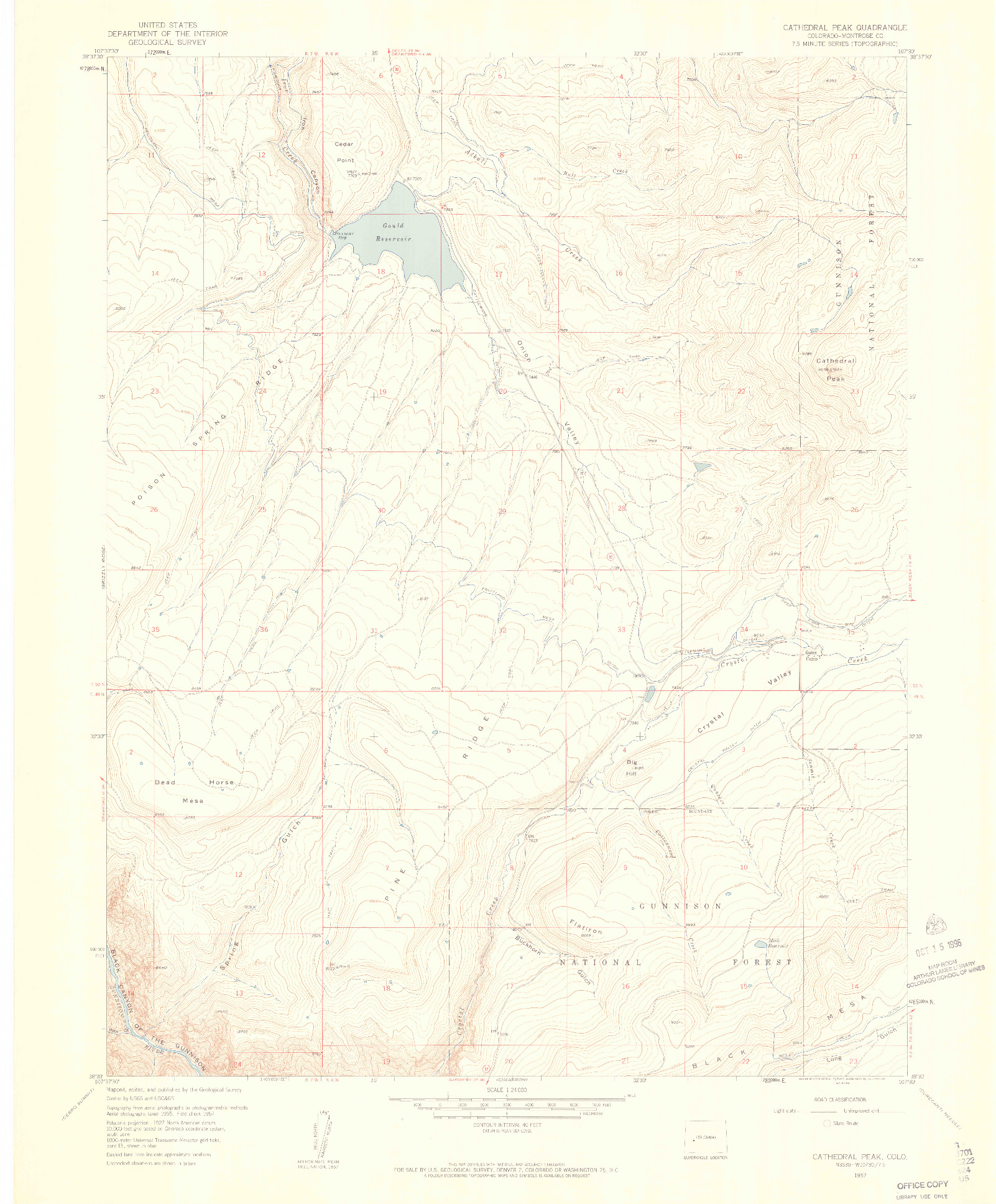 USGS 1:24000-SCALE QUADRANGLE FOR CATHEDRAL PEAK, CO 1957