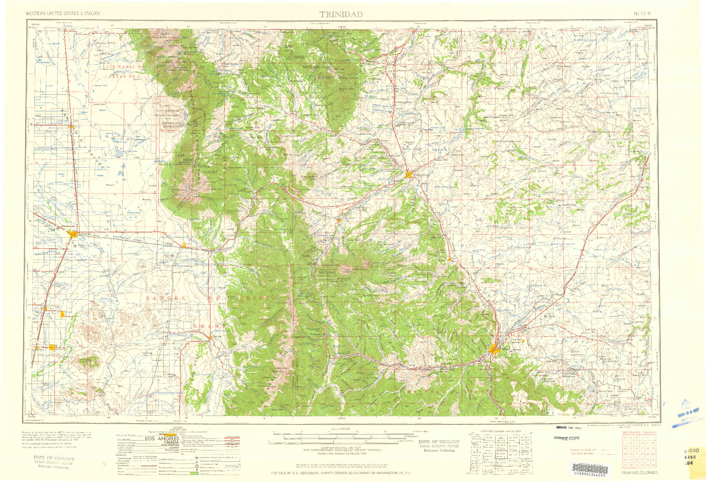 USGS 1:250000-SCALE QUADRANGLE FOR TRINIDAD, CO 1959