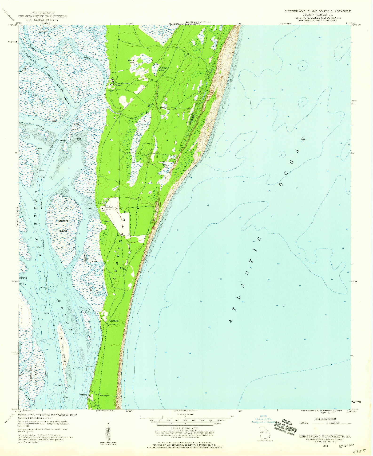 USGS 1:24000-SCALE QUADRANGLE FOR CUMBERLAND ISLAND SOUTH, GA 1958