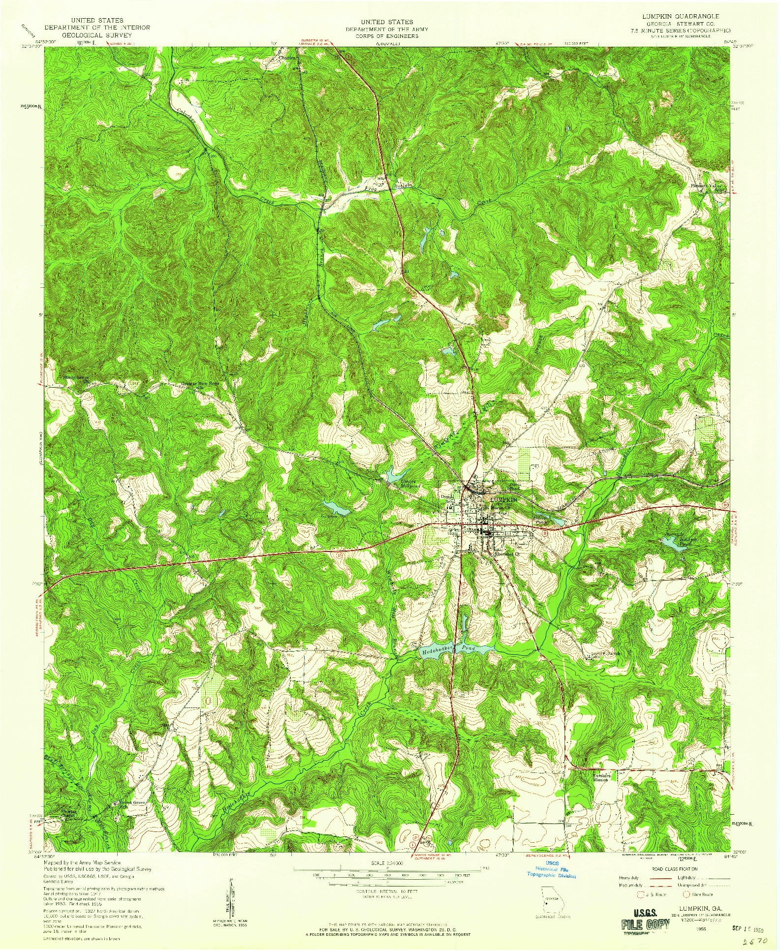 USGS 1:24000-SCALE QUADRANGLE FOR LUMPKIN, GA 1955