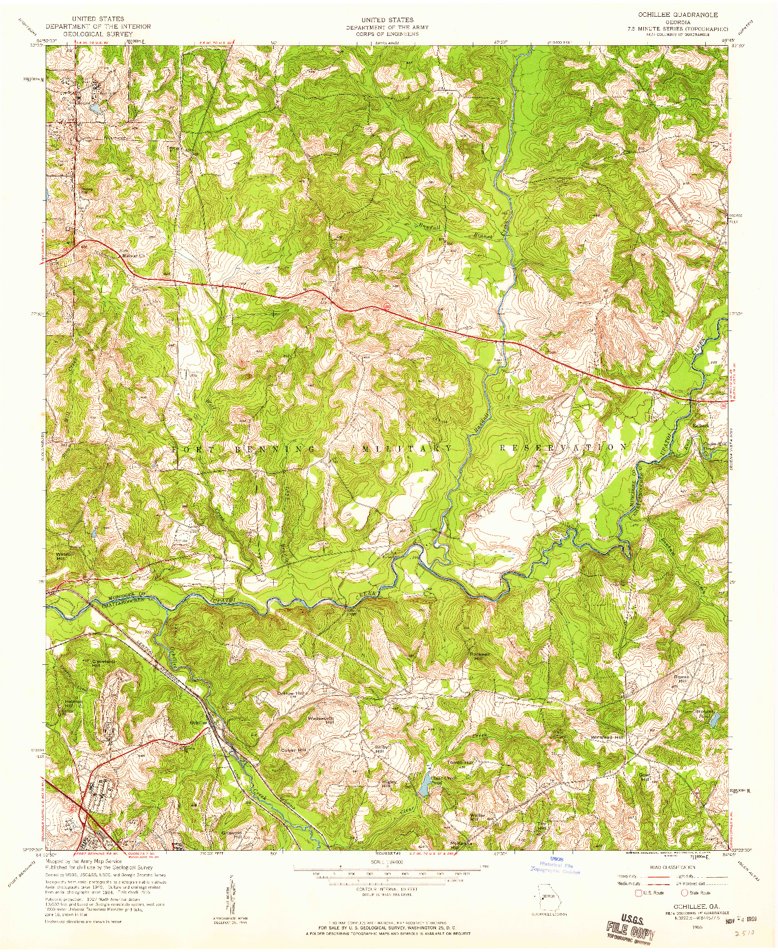 USGS 1:24000-SCALE QUADRANGLE FOR OCHILLEE, GA 1955