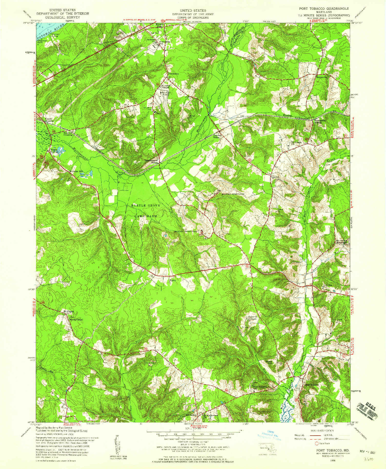 USGS 1:24000-SCALE QUADRANGLE FOR PORT TOBACCO, MD 1956