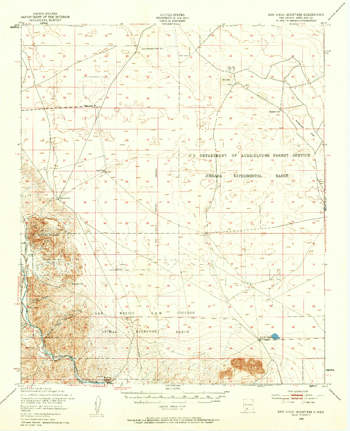 USGS 1:62500-SCALE QUADRANGLE FOR SAN DIEGO MOUNTAIN, NM 1948